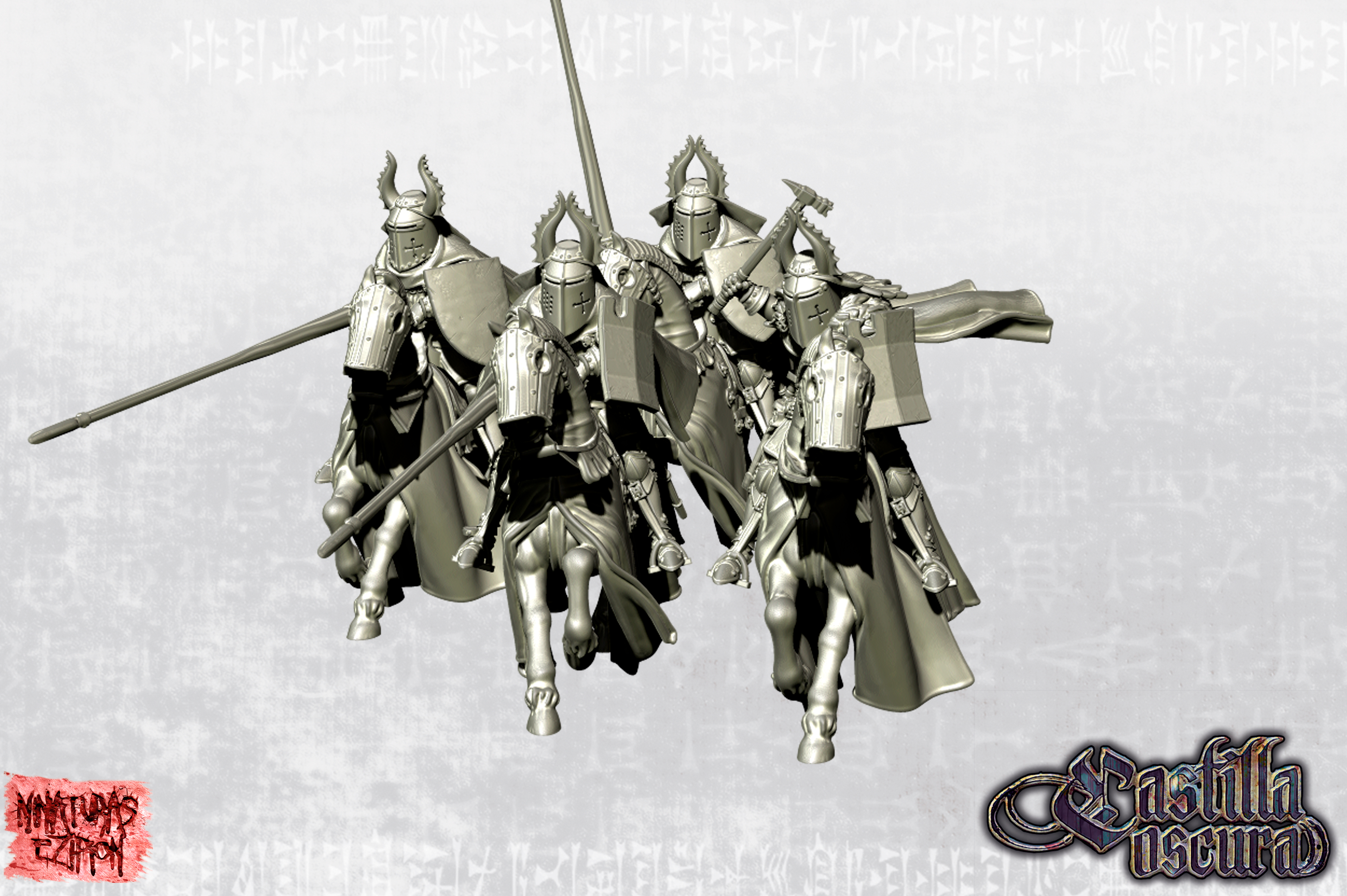 "Late Crusader Knights on horse with Great Helms - Teutonic Version"