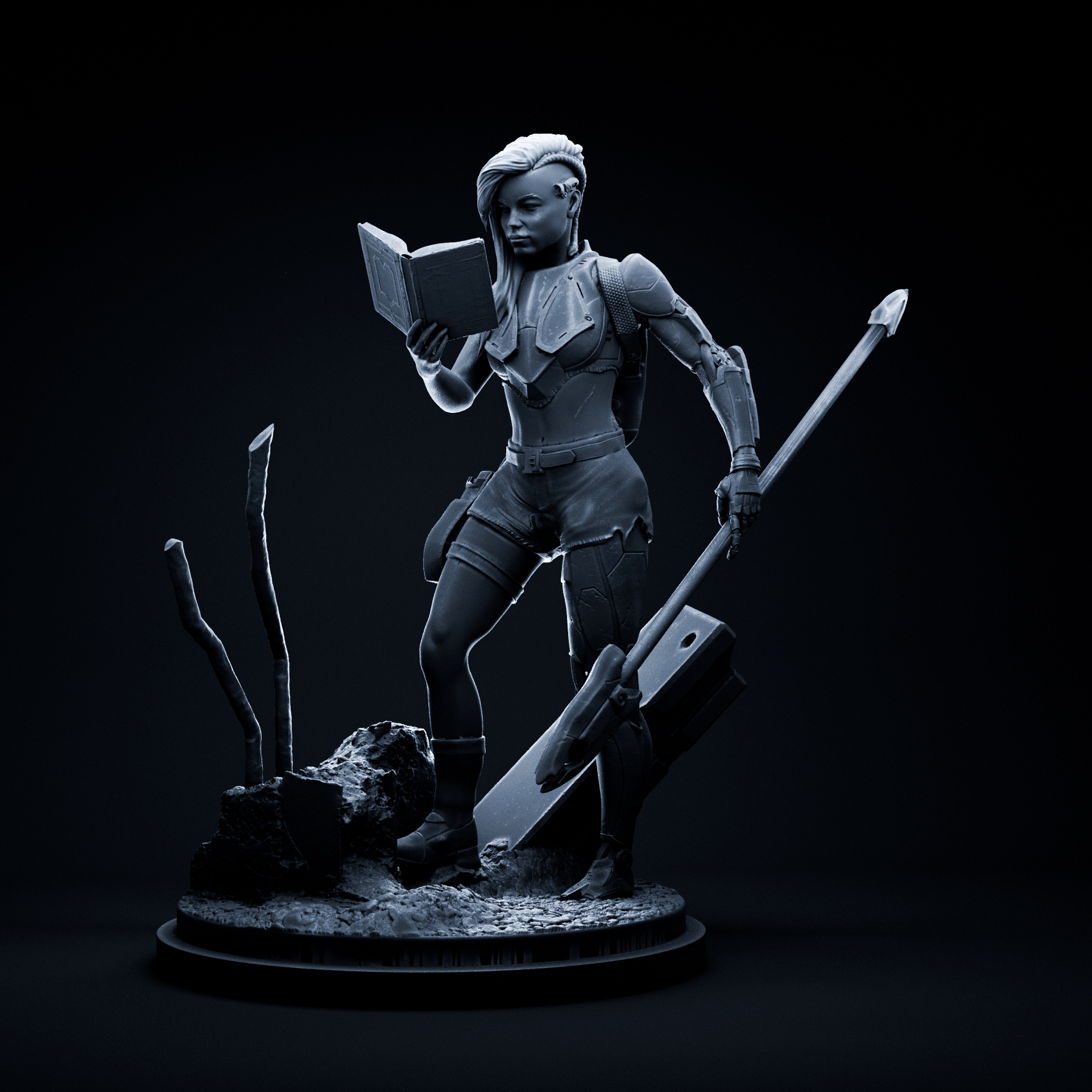 Sci fi pre-supported scifi-cyberpunk character