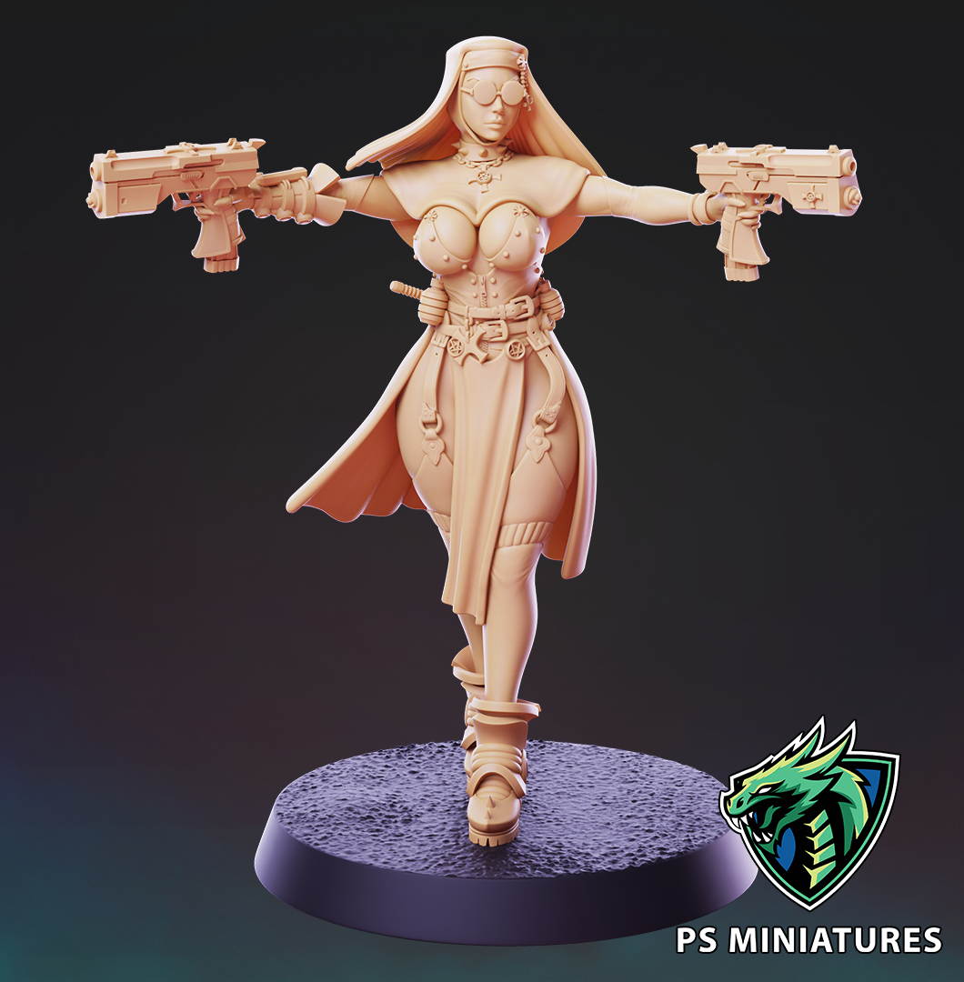 Cyberpunk Nun - Pose 1 and Pinup