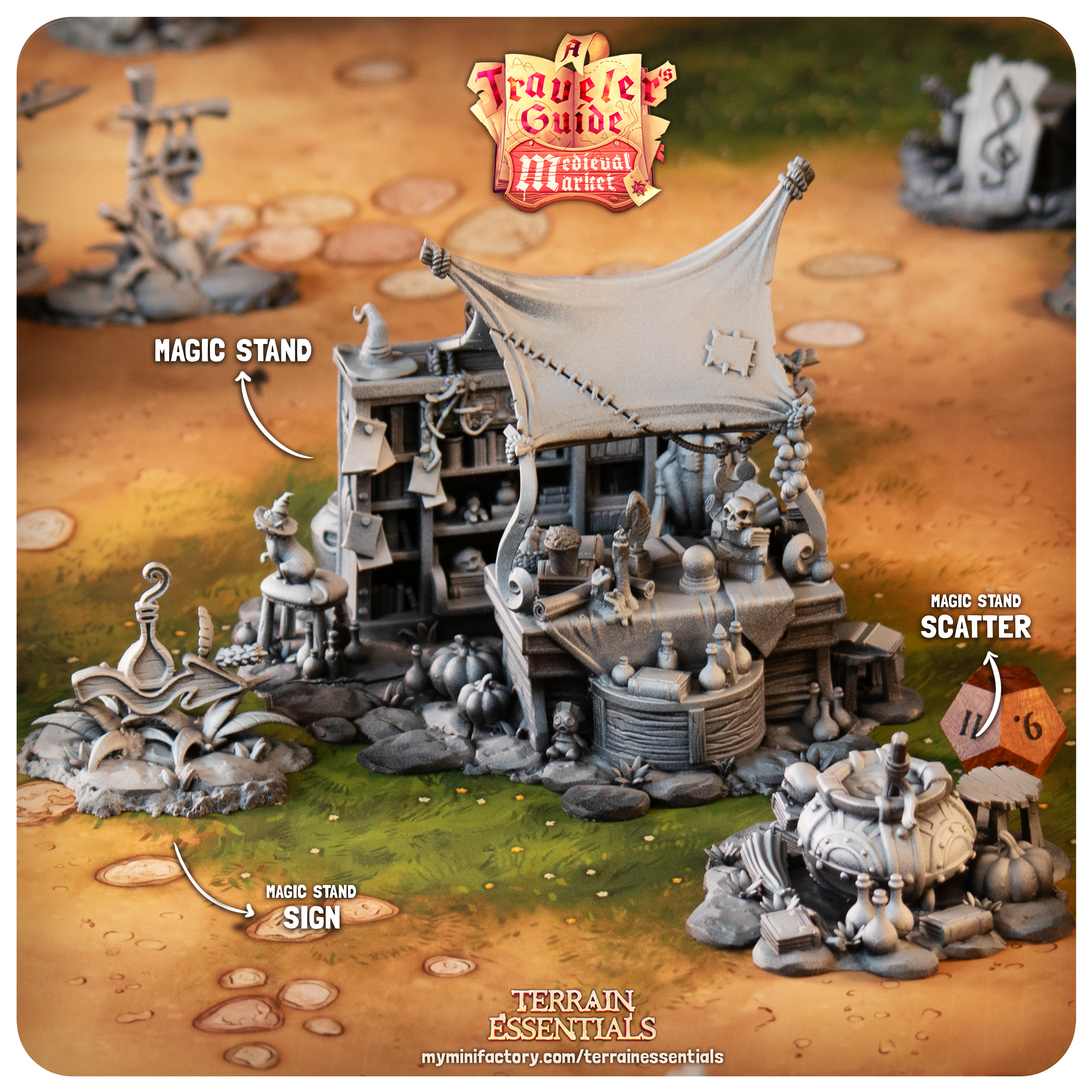 Medieval Market Terrain - Magic Stand (Pre-Supported)