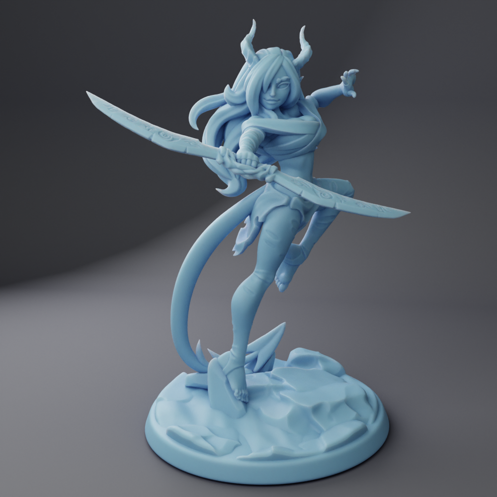 Neferit the Tiefling, Reforged Edition ( Female Tiefling Warlock / Tiefling Ranger with Displacer Beast / Tiefling Hexblade )