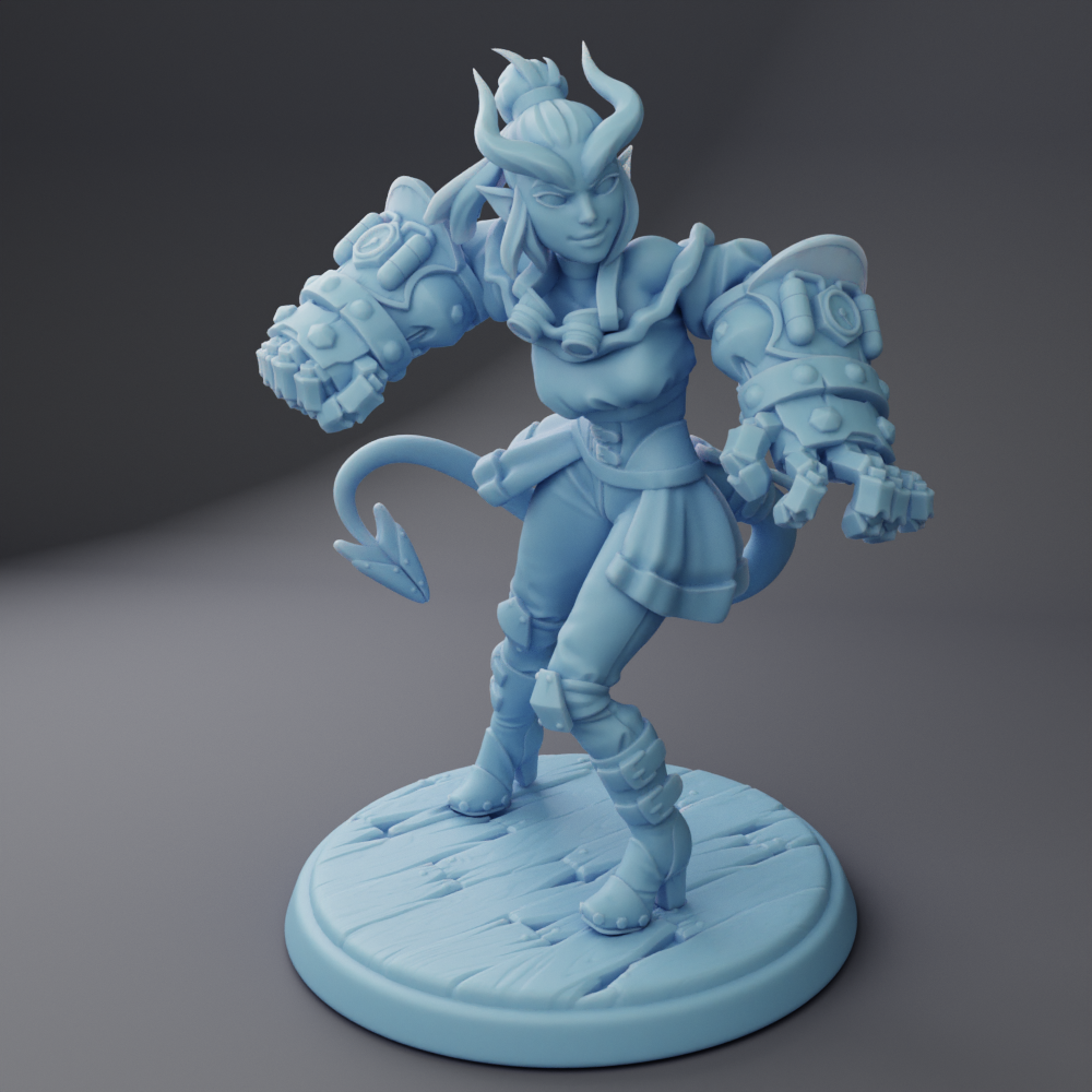 Punch the Tiefling, Reforged Edition ( Female Tiefling Artificer / Brawler / Fighter / Tiefling Monk )