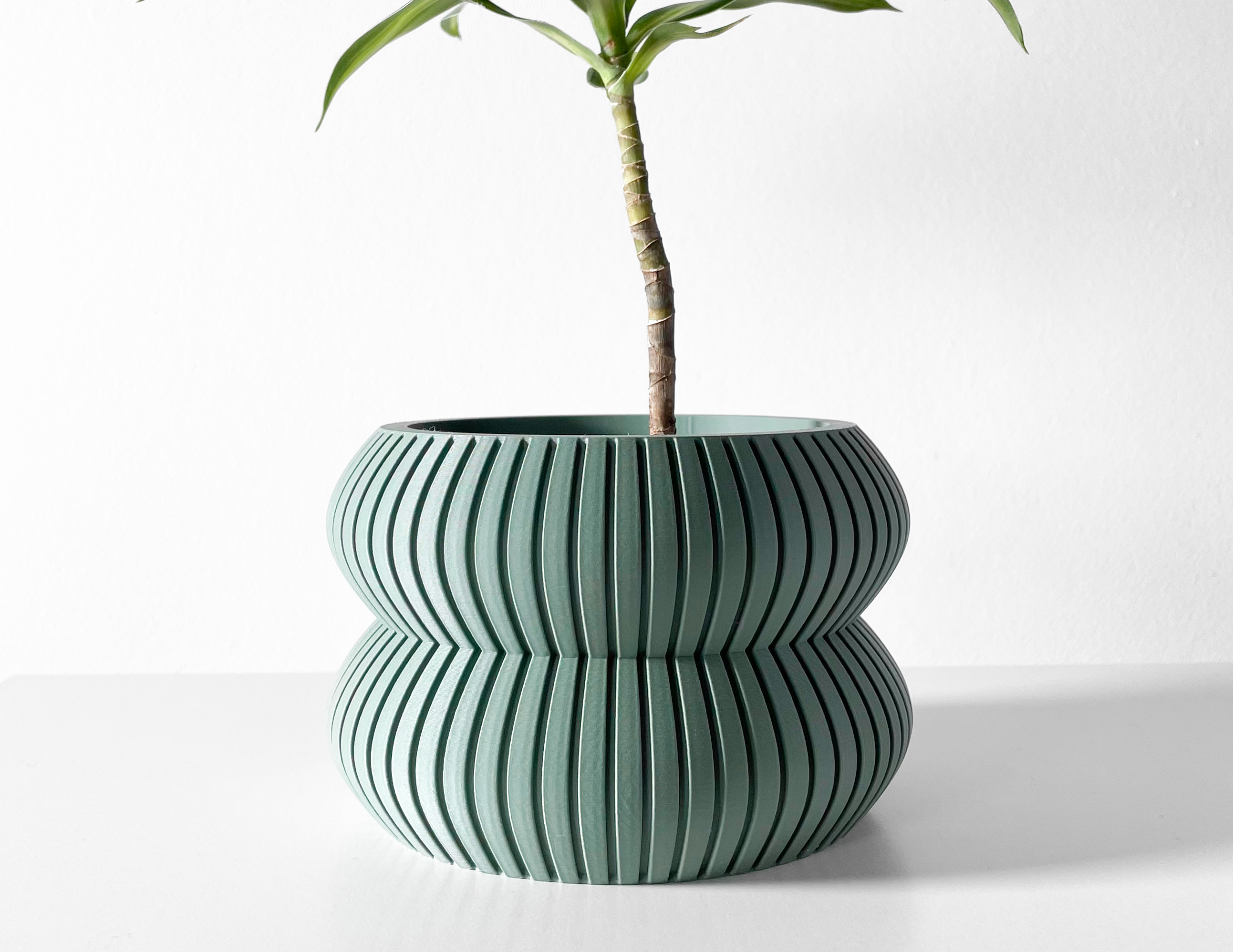 The Milo Planter Pot with Drainage Tray & Stand: Modern and Unique Home Decor for Plants and Succulents | STL File