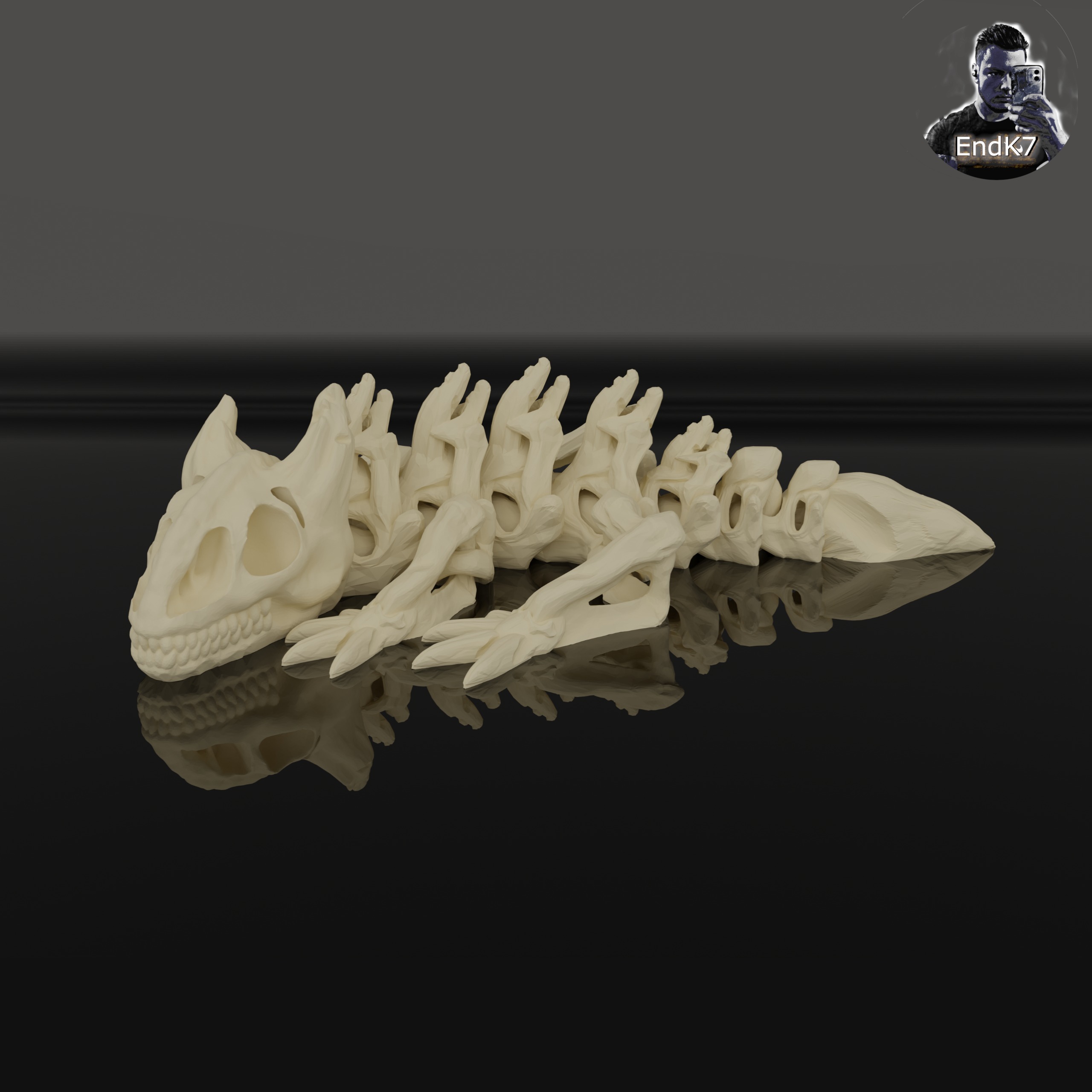 Skeleton Dragon Keychain - Articulated, Print in Place - No Supports
