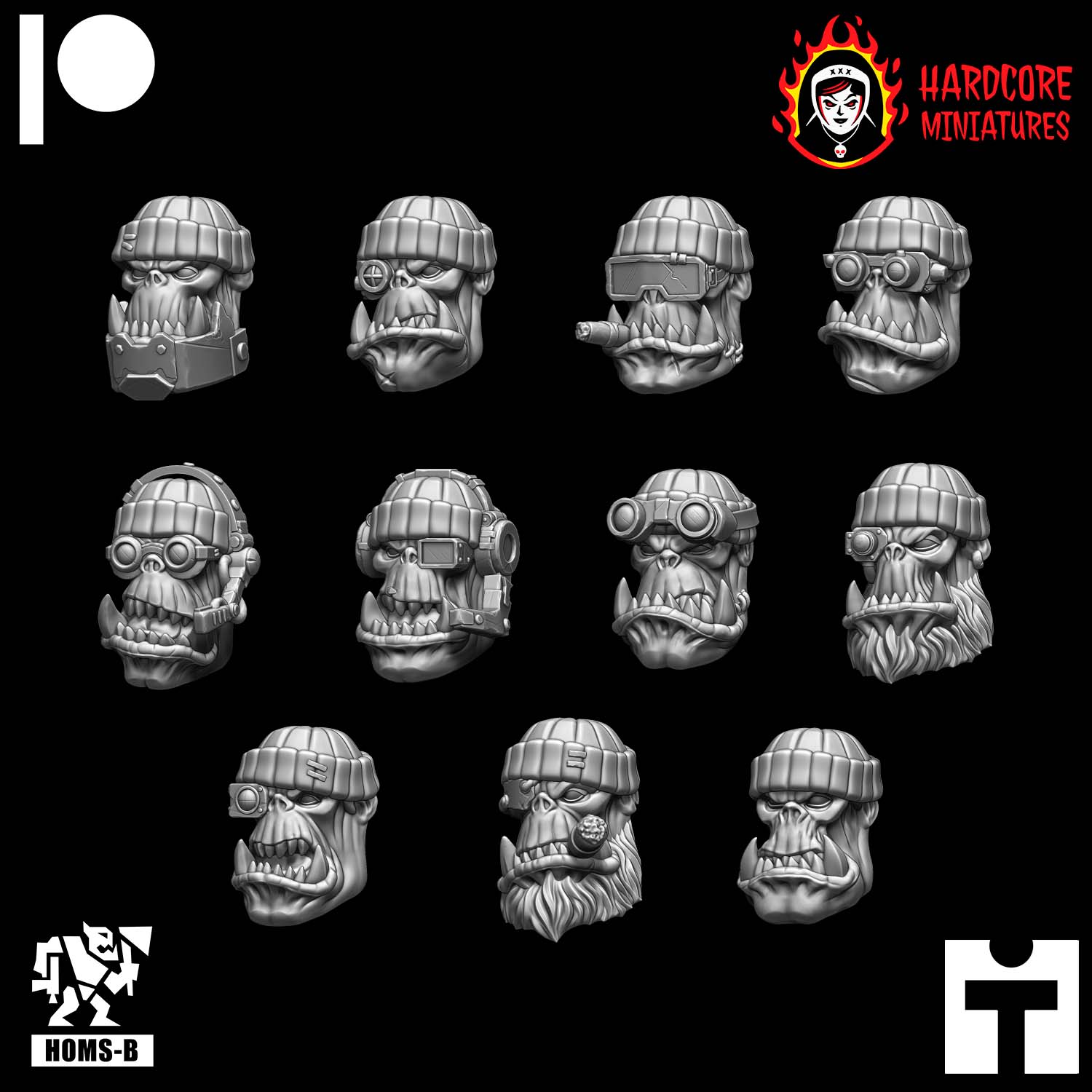 Kommando Orcs Classic Heads in Hats