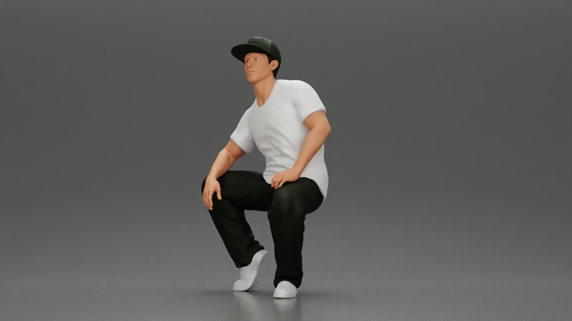 hip-hop man sitting in shirt and cap