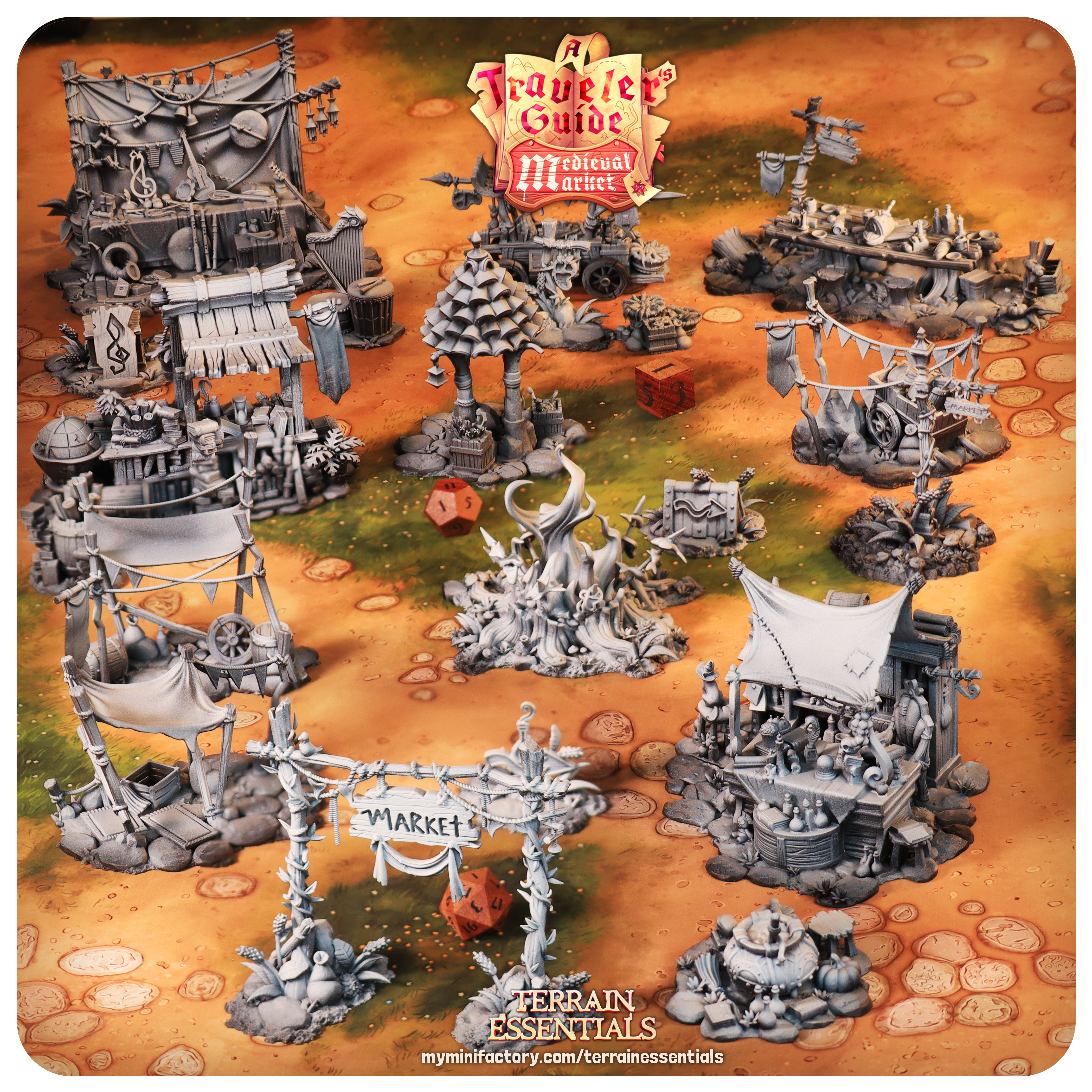 Medieval Market Terrain Set (Pre-Supported)