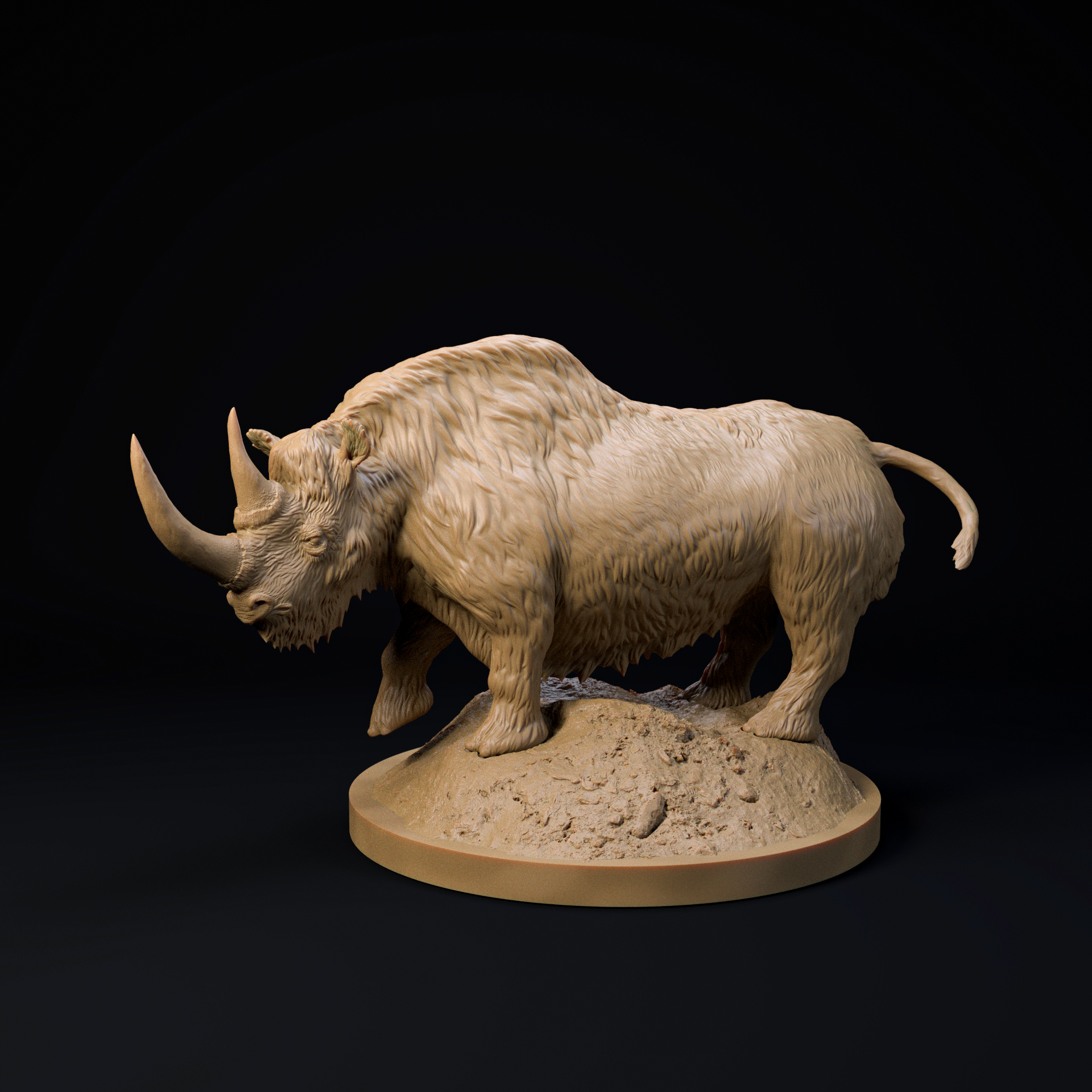 Woolly rhinoceros 32mms cale - pre-supported prehistoric animal companion