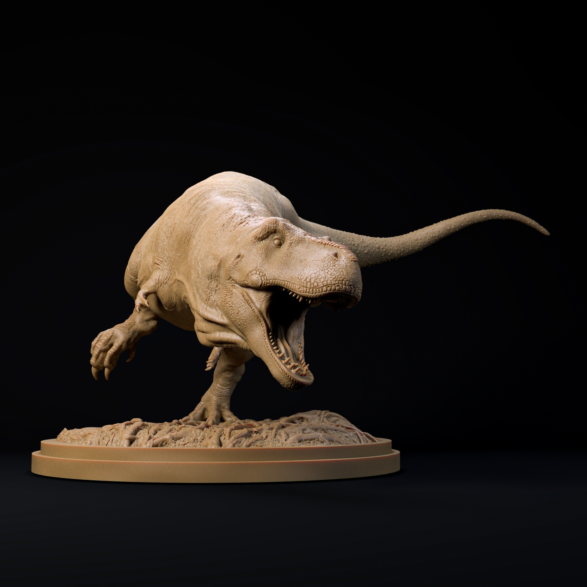 Tyrannosaurus chasing dinosaur 32mm scale - pre-supported dinosaur companion