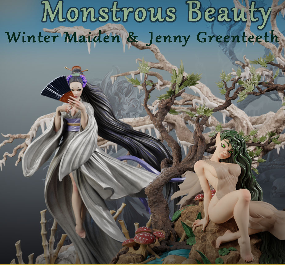 Monsterous Beauty sculpts (Collection #3) 35mm & 75mm Scale with Supports