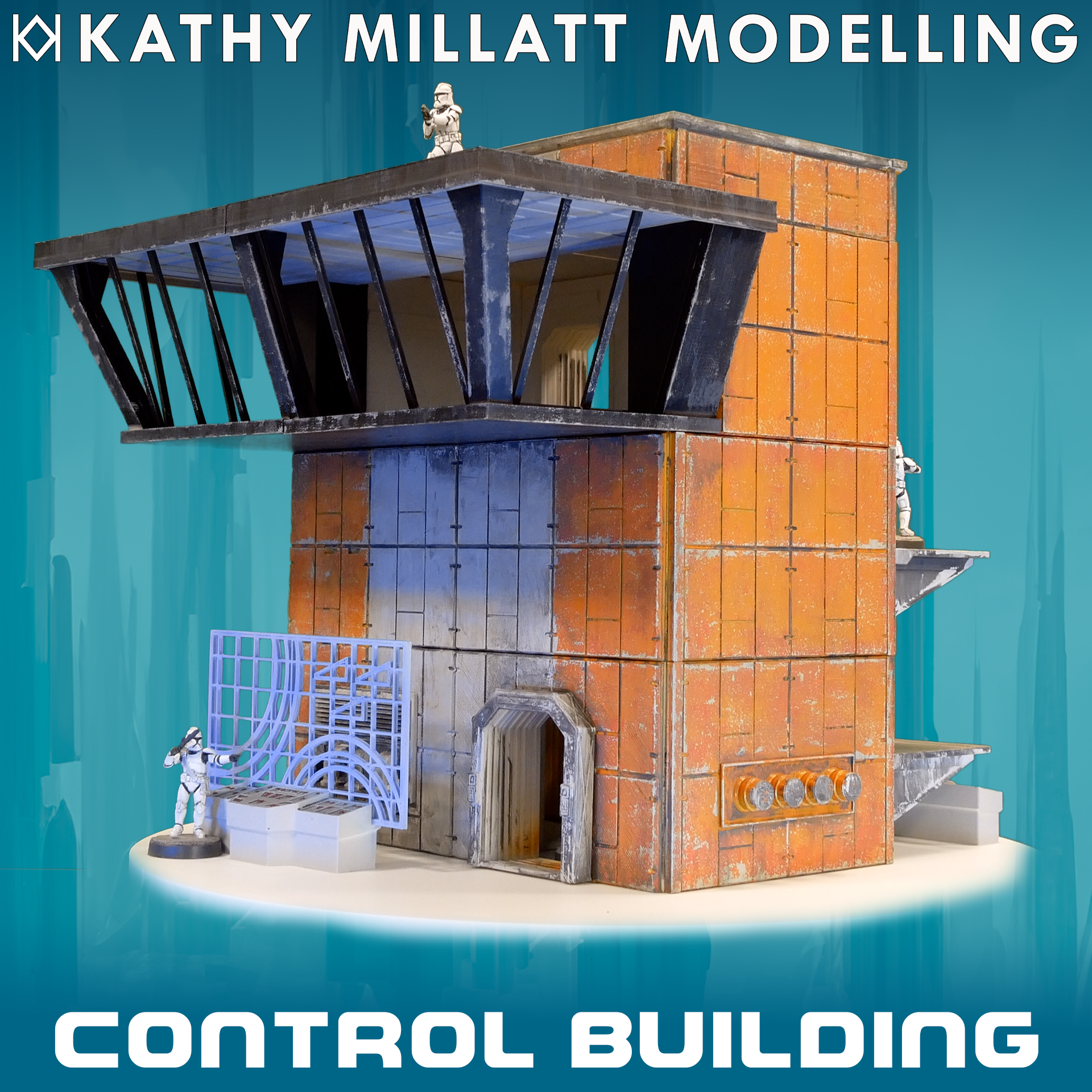Space Traffic Control Building - Modular or Easy Print Complete Building 3D File Logo