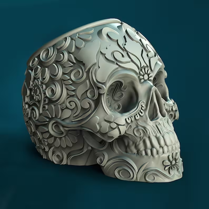 Mexican Calavera Skull Planter - STL Format 3D Printable Ready File