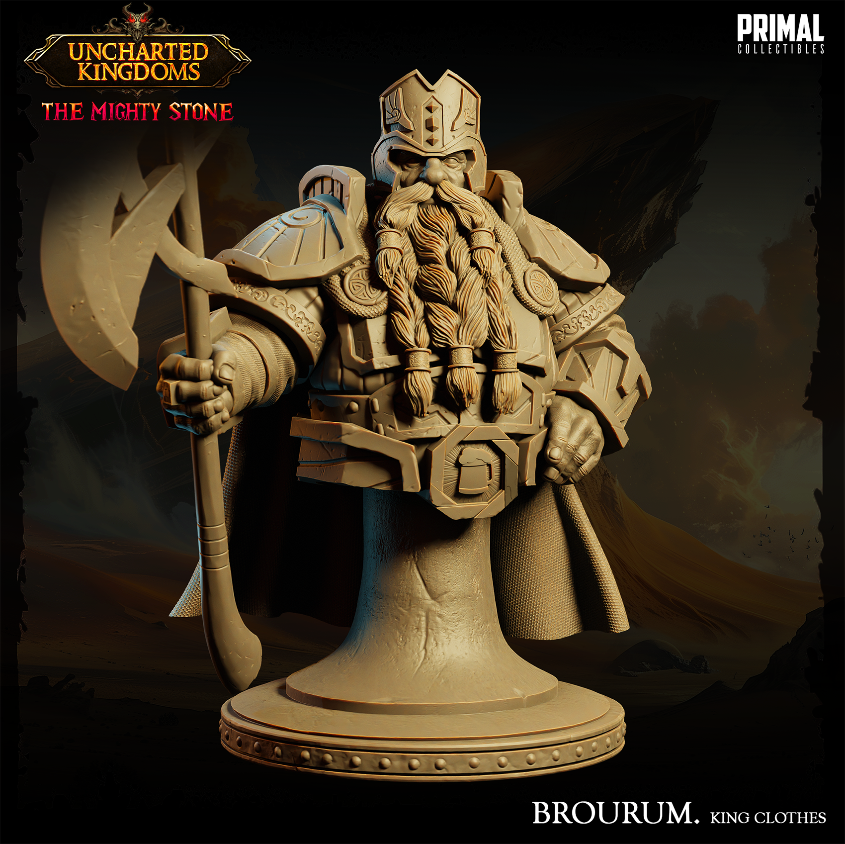Dwarf - Brourum Axedelver - King Clothes - Bust - August 2024 - Uncharted Kingdoms