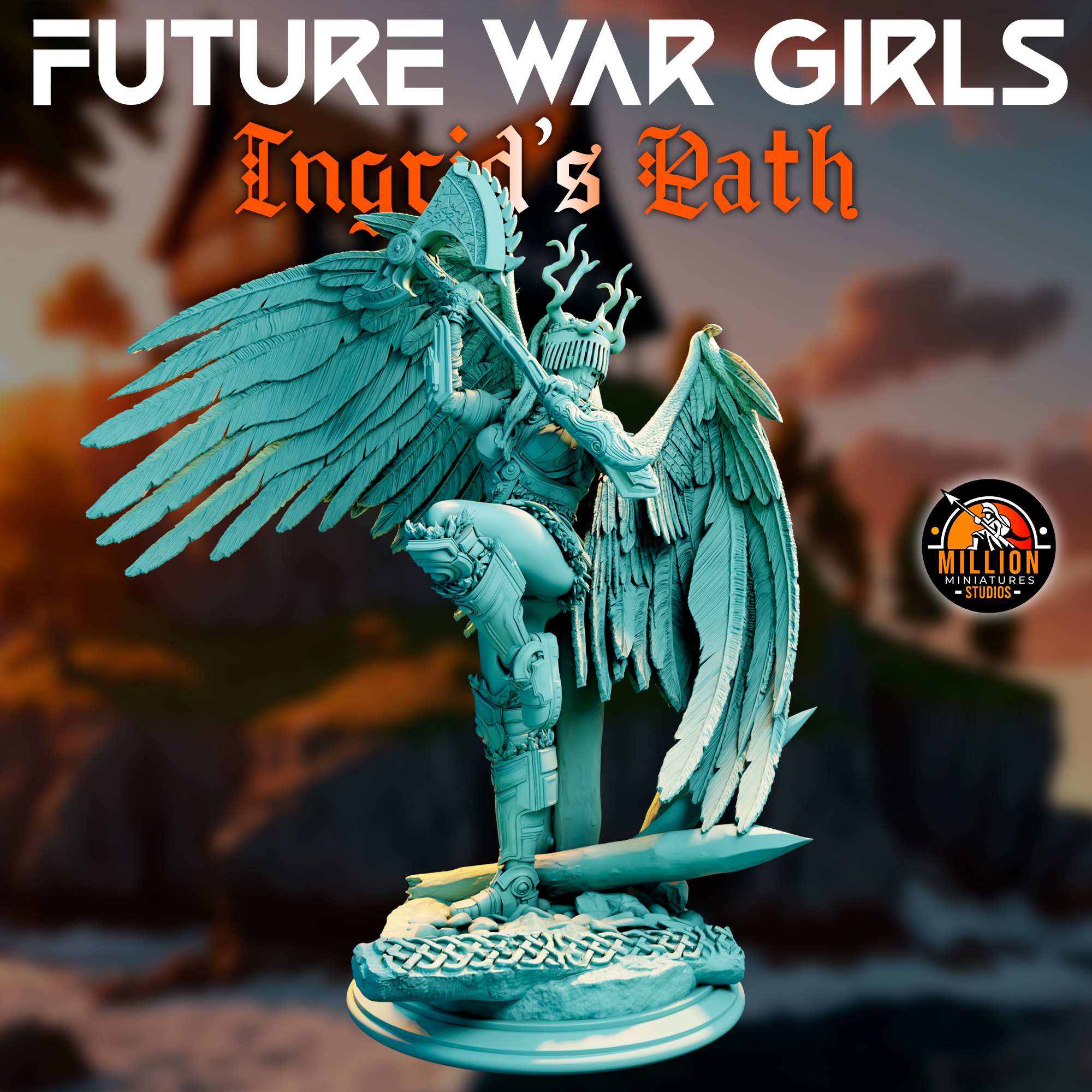 Ingrid Ravenson 32mm&75mm - Battle Pose with Helmet (NSFW Versions & Diorama INCLUDED)