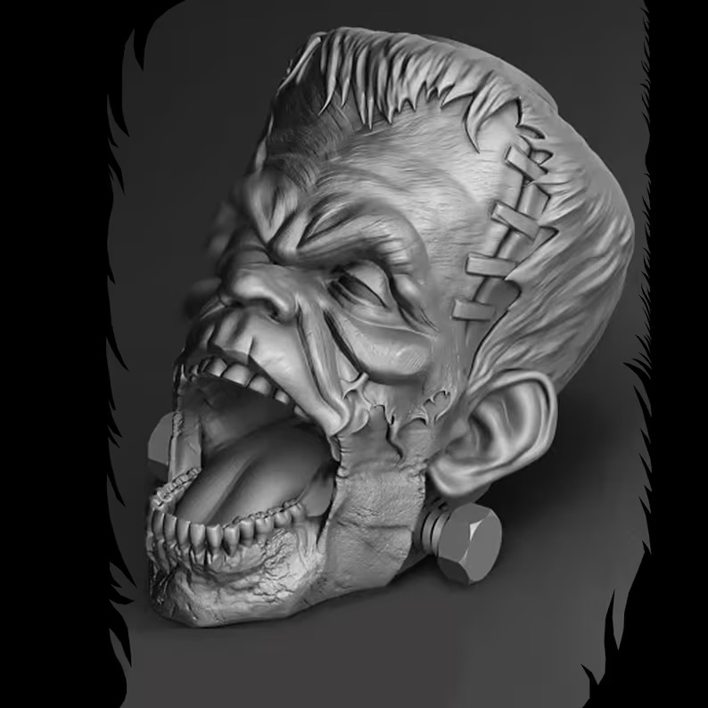 Halloween Special Frankenstein Head Dice Tower - STL Format 3D Printable Ready File