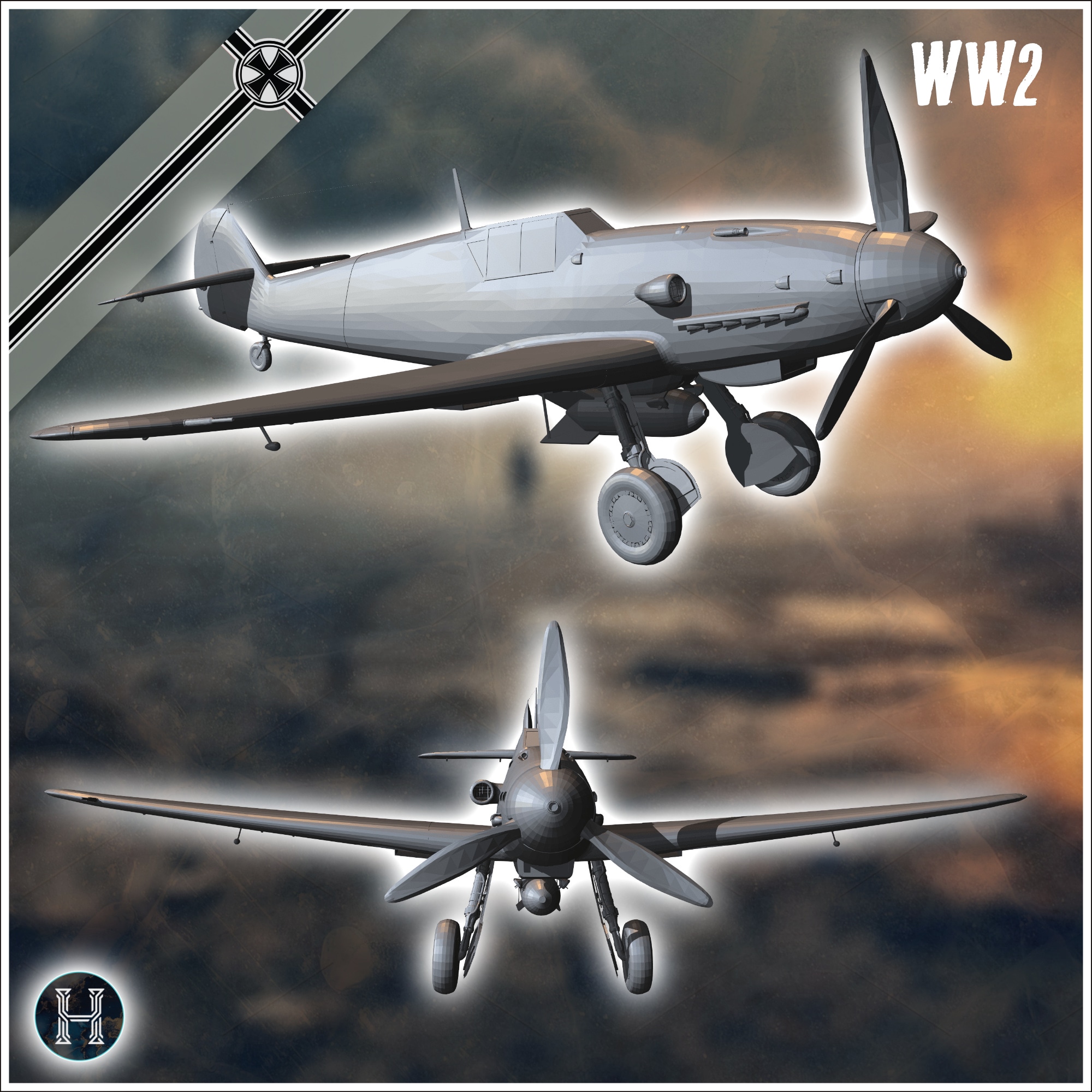 Messerschmitt Bf 109 fighter aircraft (ground version) (11) - Germany Eastern Western Front Normandy Stalingrad Berlin Bulge WWII