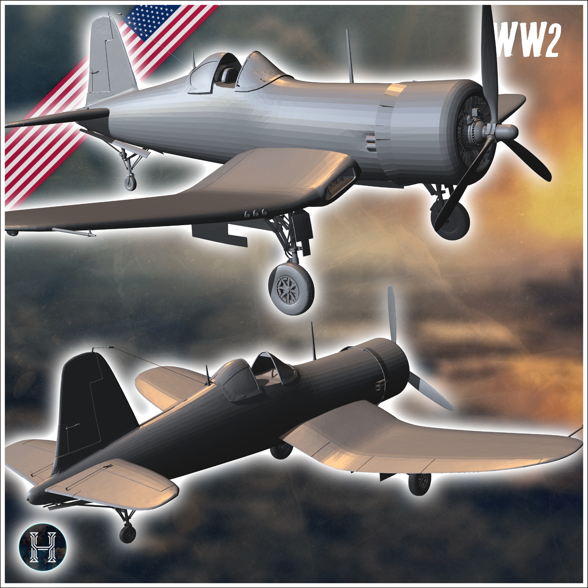 Vought F4U Corsair F4U '' Whistling death '' fighter aircraft (17) - USA US Army Western Front Normandy Africa Bulge WWII D-Day