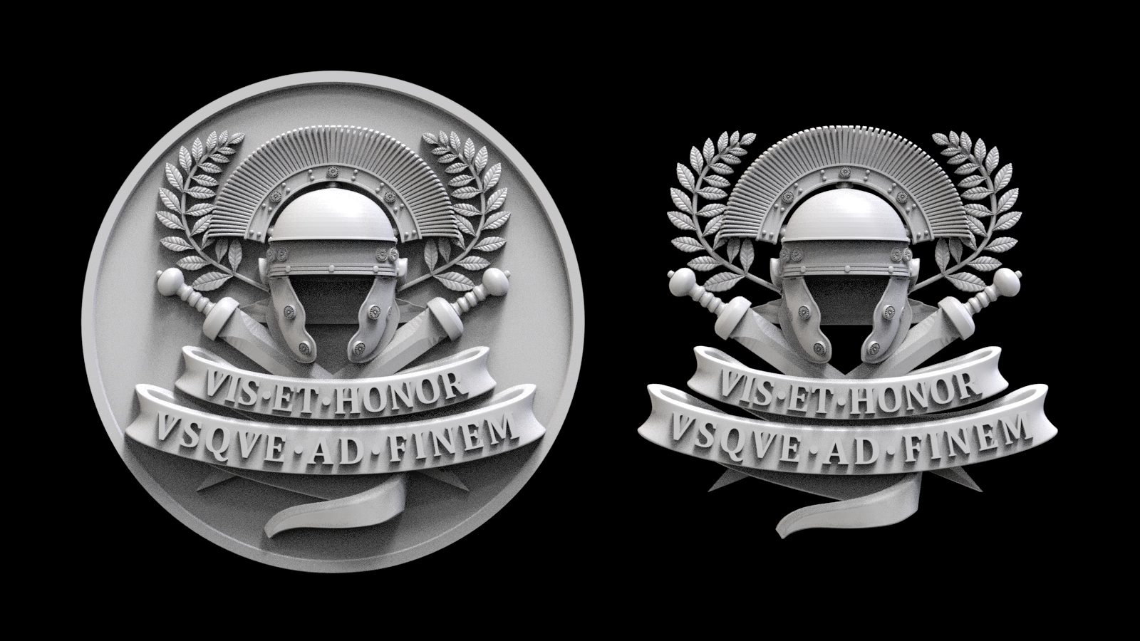 Helmet and Gladius vis et honor vsqve ad finem