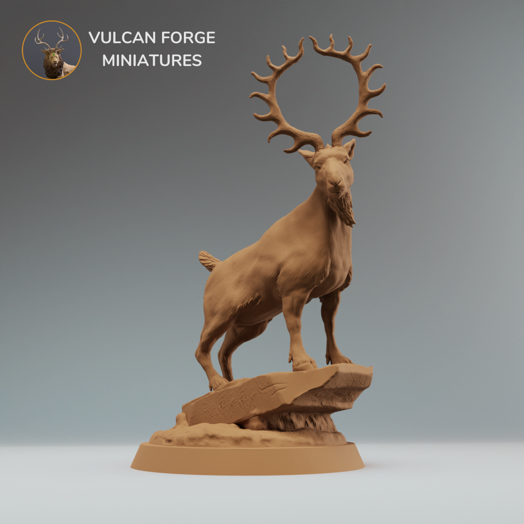 Fantasy goat with sun horns - pre supported