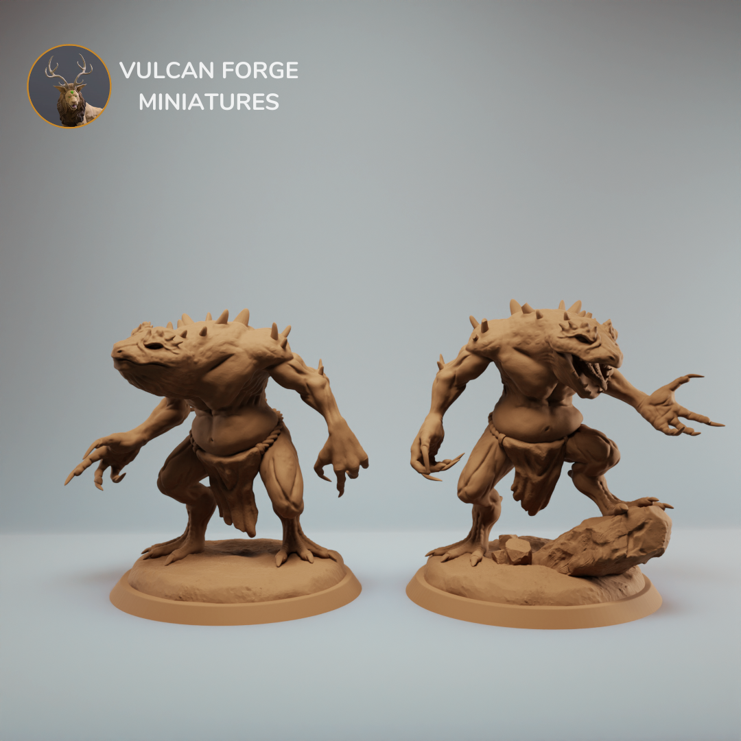 Slaad dnd miniatures, pre-supported - two variations