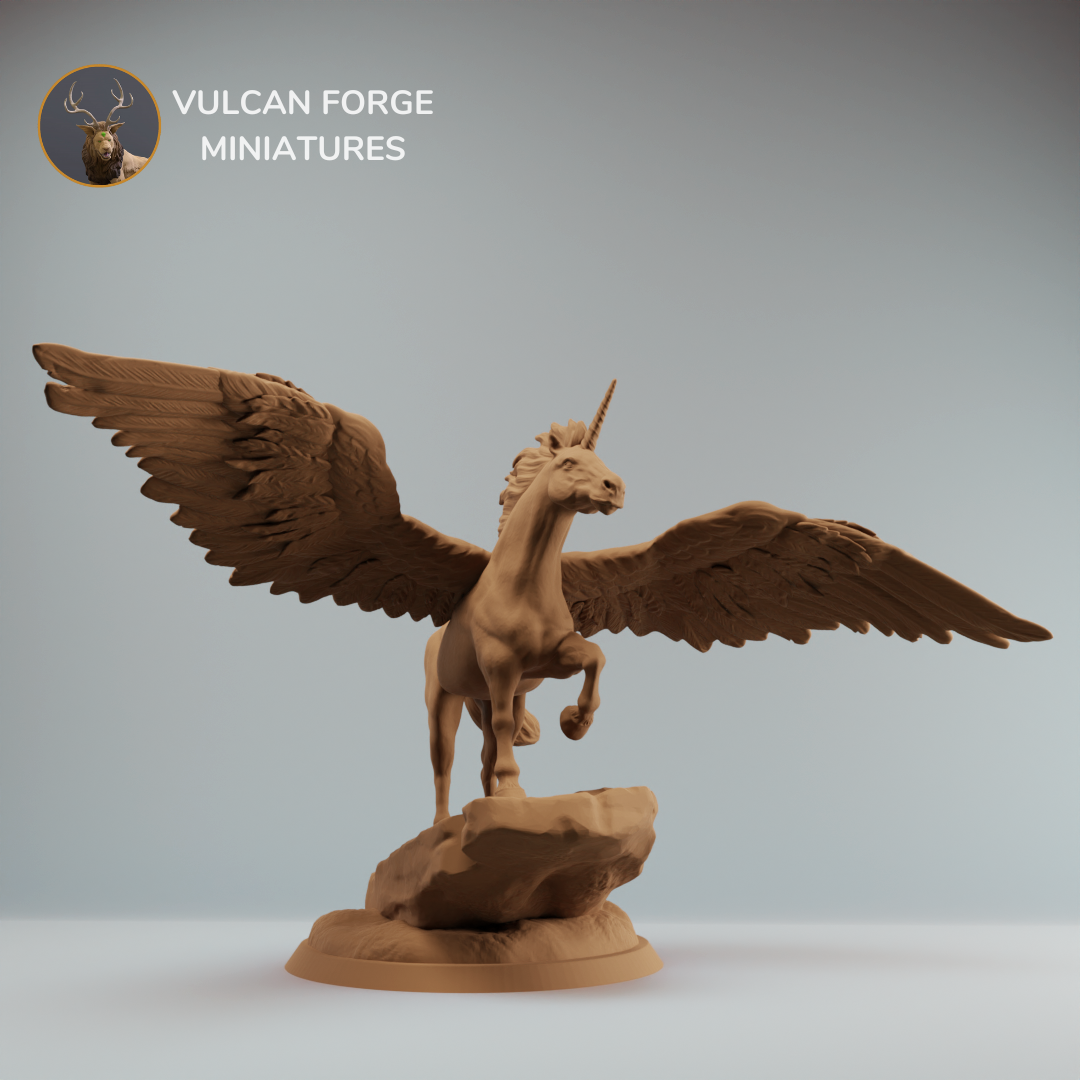 Pegasus unicorn on rock - pre supported