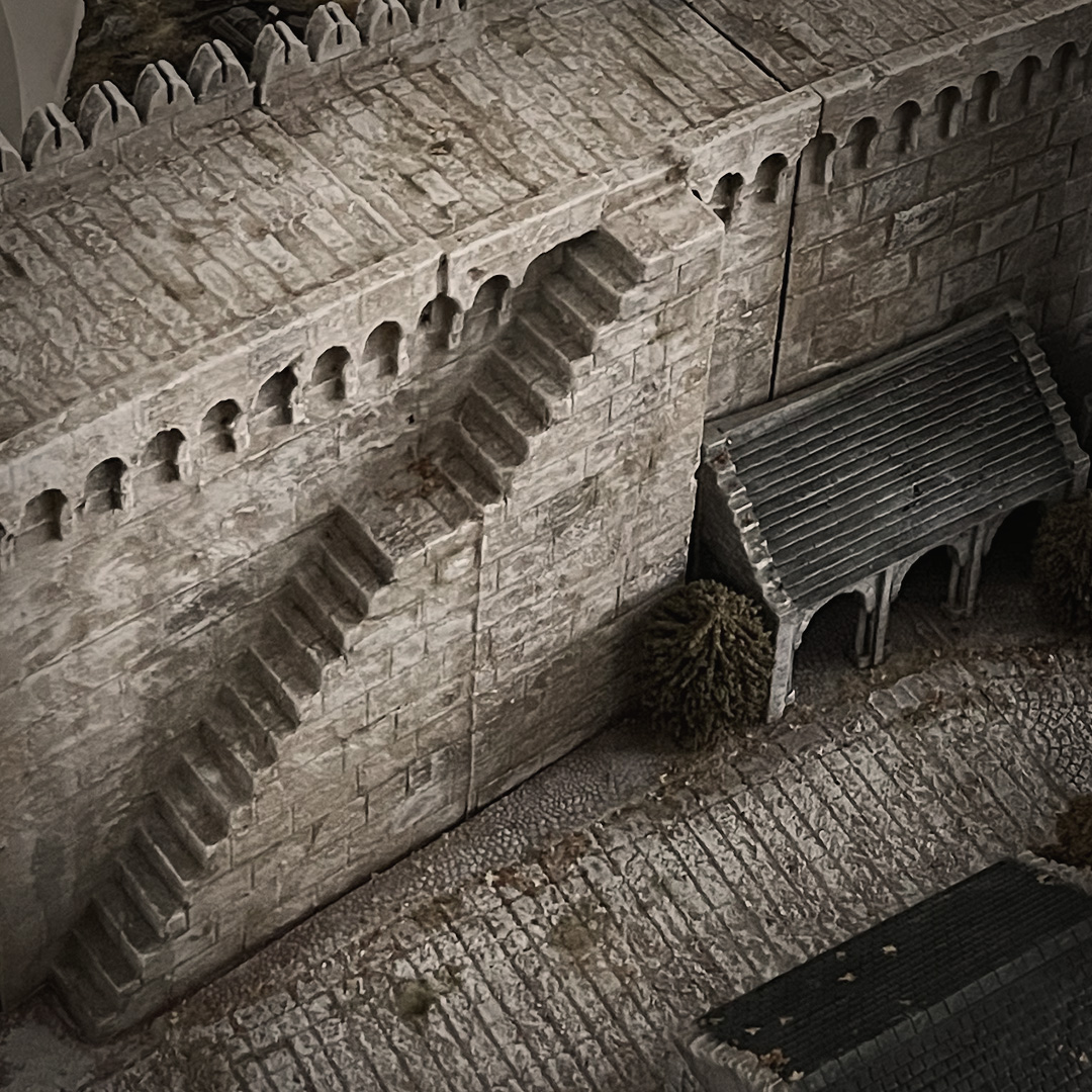 City Curved Wall with Stairs - STL File