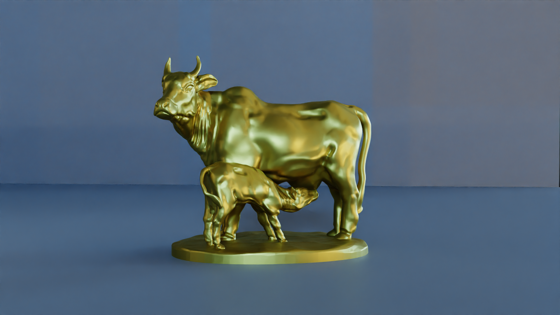 Cow and calf indian stl