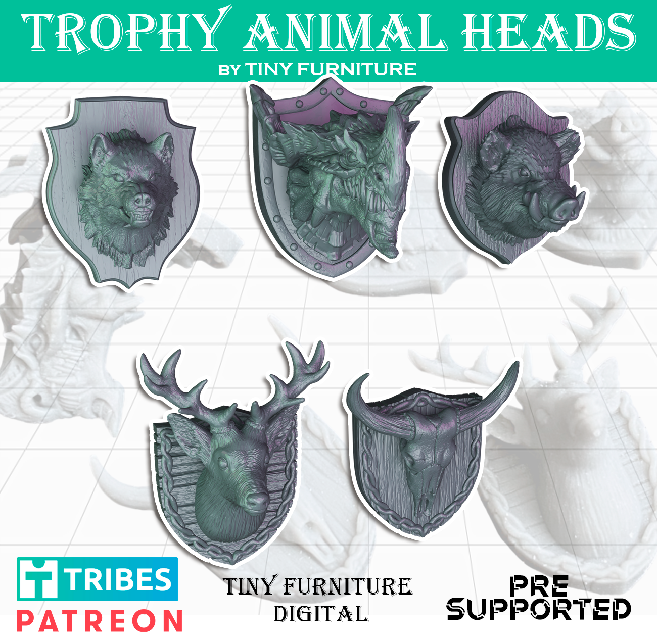 Trophy animal heads