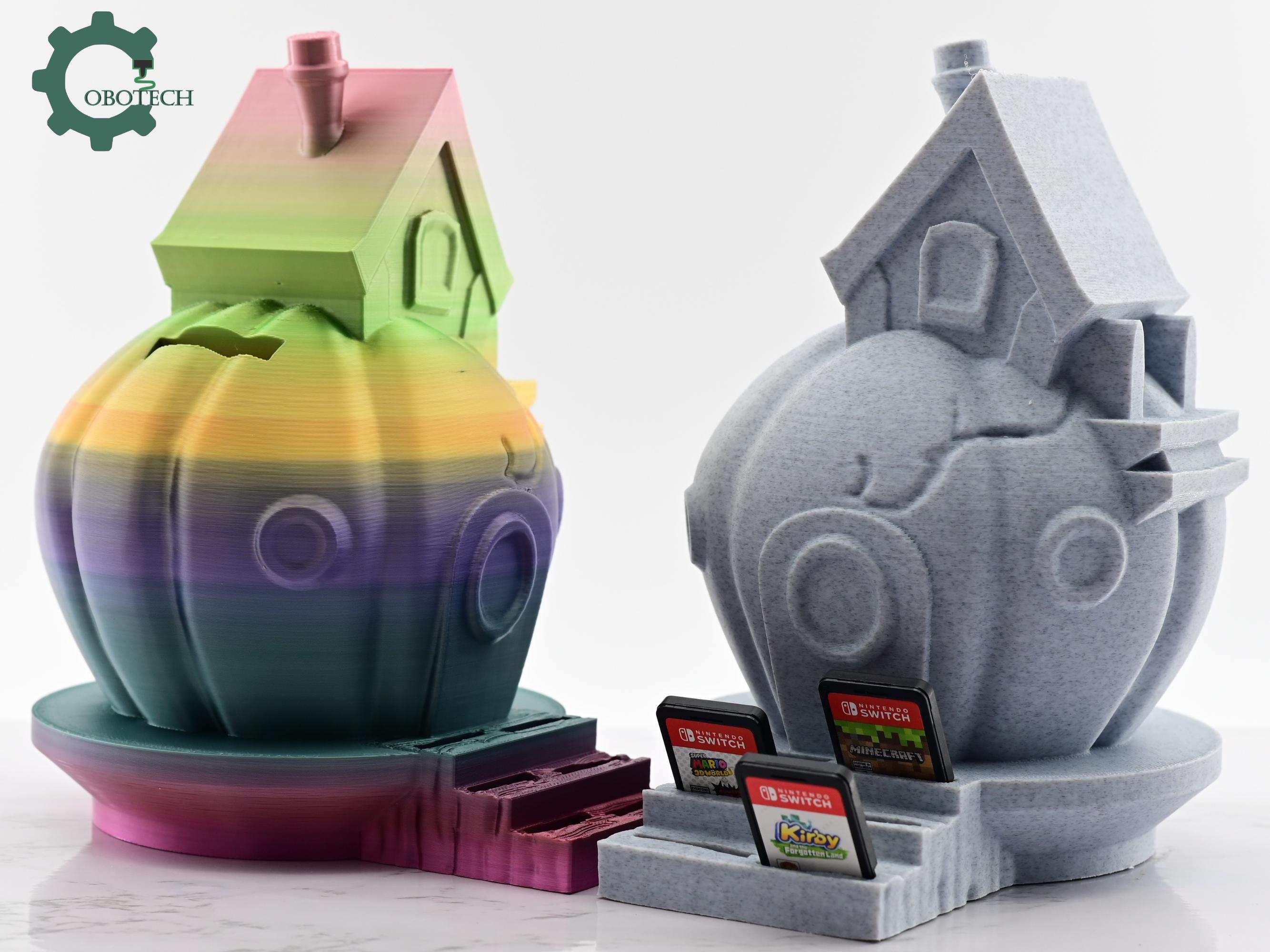 Cobotech Cozy Pumpkin House Game Card Holder and Piggy Bank by Cobotech - Game Card Organizer - Desk Home Decor - Halloween Fall Decor