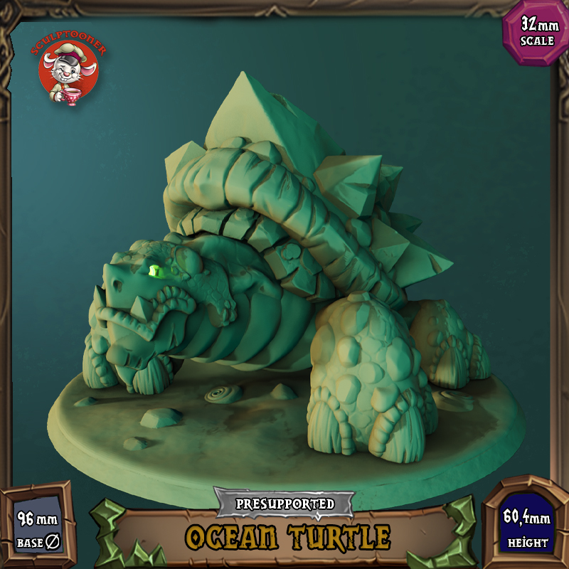 Ocean Turtle - 32mm scale pre-supported miniature