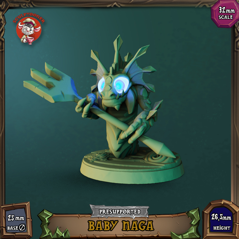 Baby Naga - 32mm scale pre-supported miniature