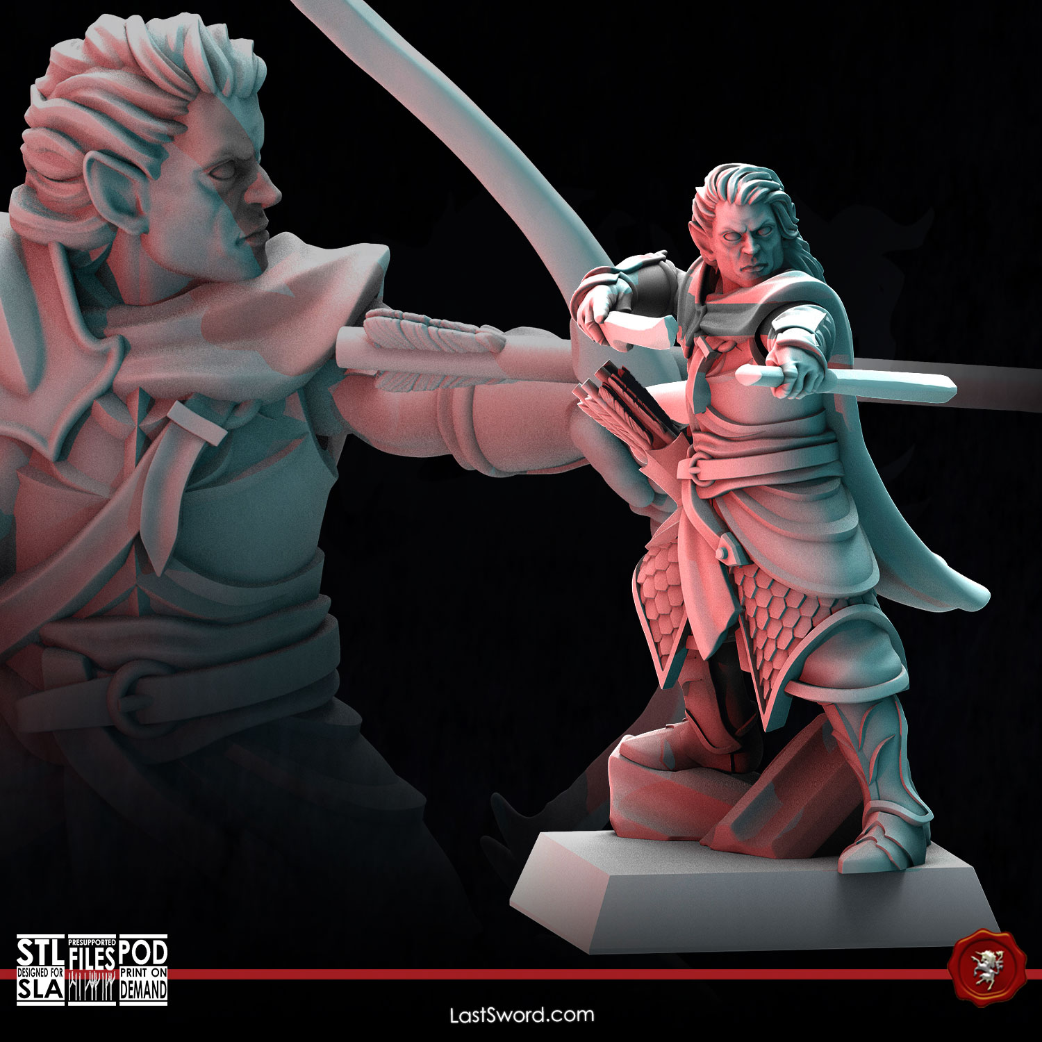 Elven Prince with two swords | Pre-Supported | 30mm High Elves