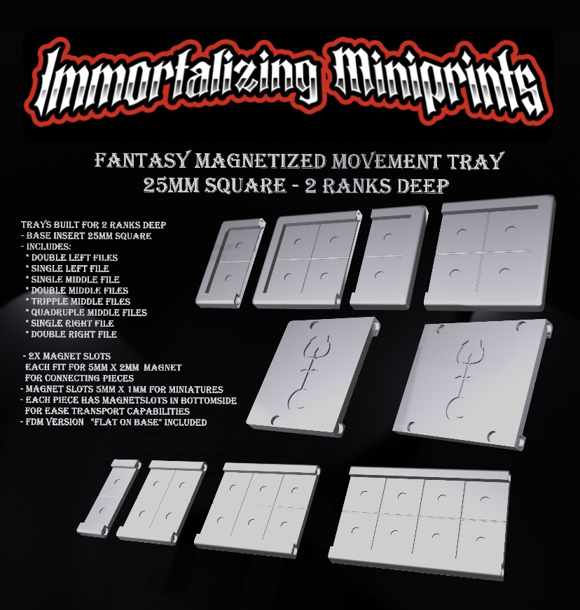 Fantasy Magnetized Modular Movement Tray 2 Ranks 25mm Square