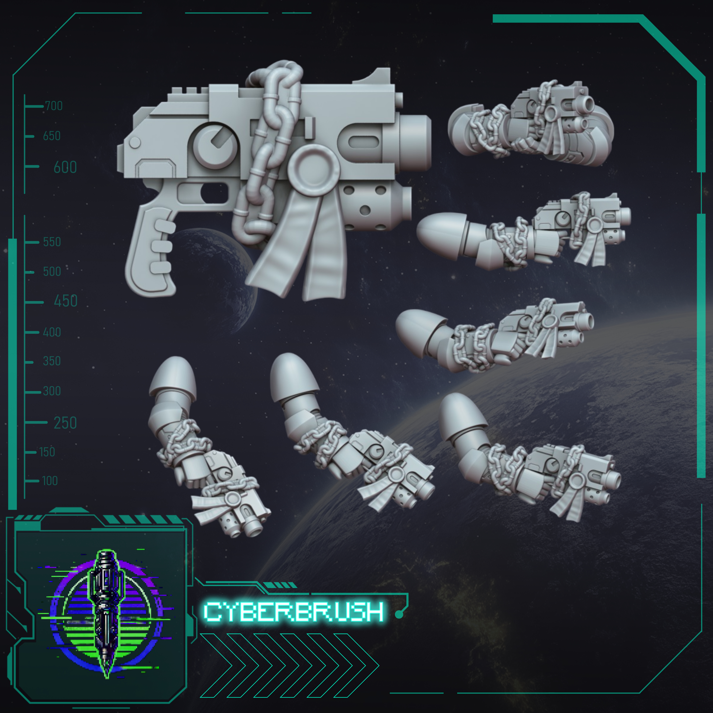 Chained Blaster Pistol Arms