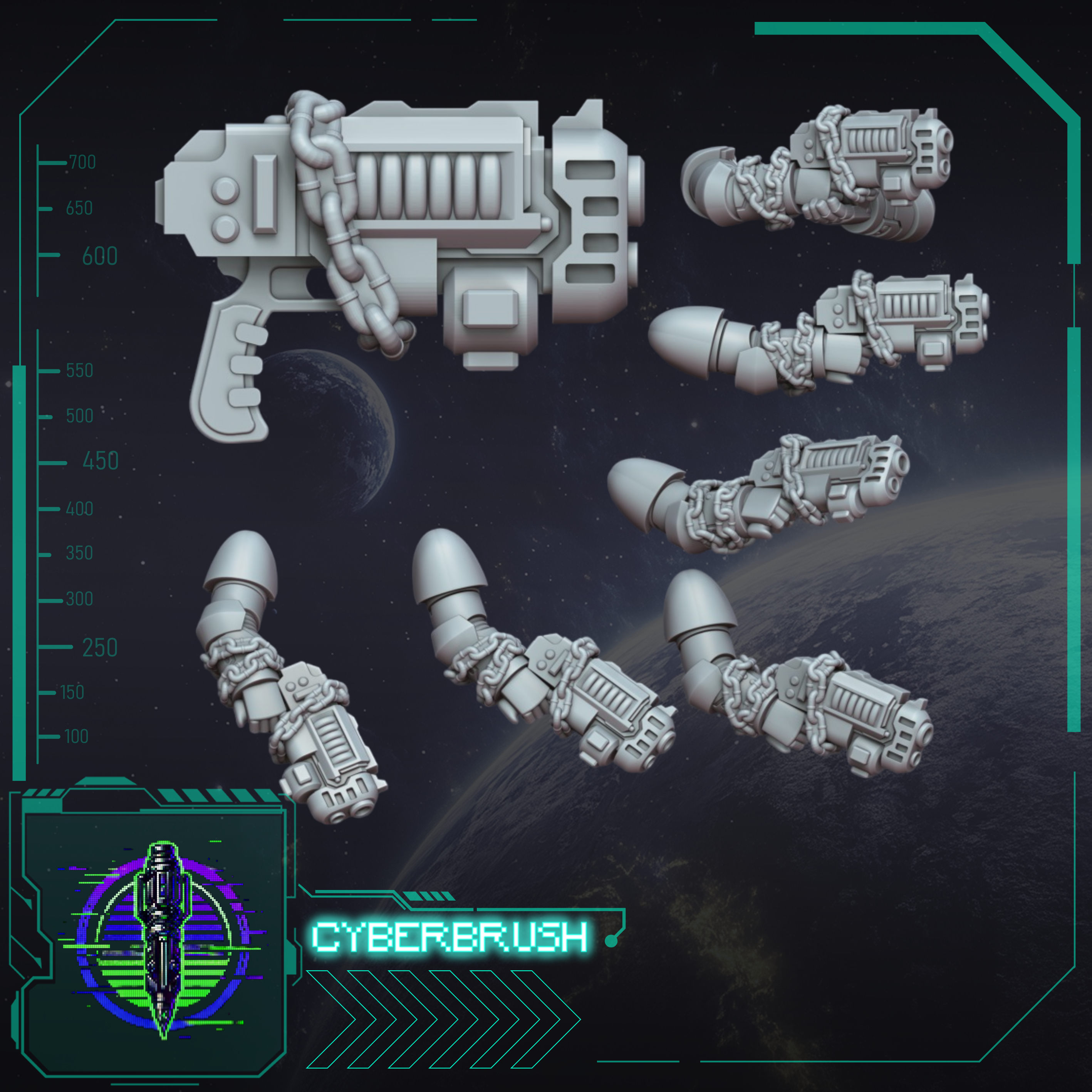 Chained Plasma pistol arms