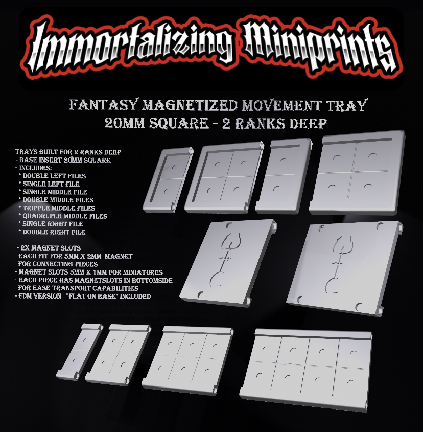 Fantasy Magnetized Modular Movement Tray 2x 20mm square
