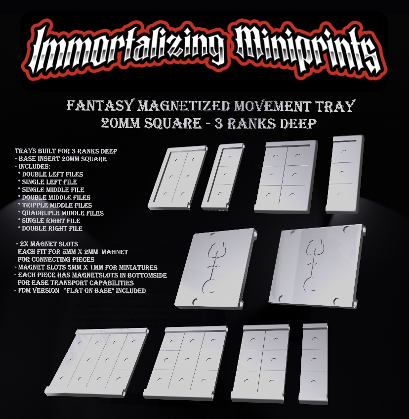 Fantasy Magnetized Modular Movement Tray 3x 20mm square