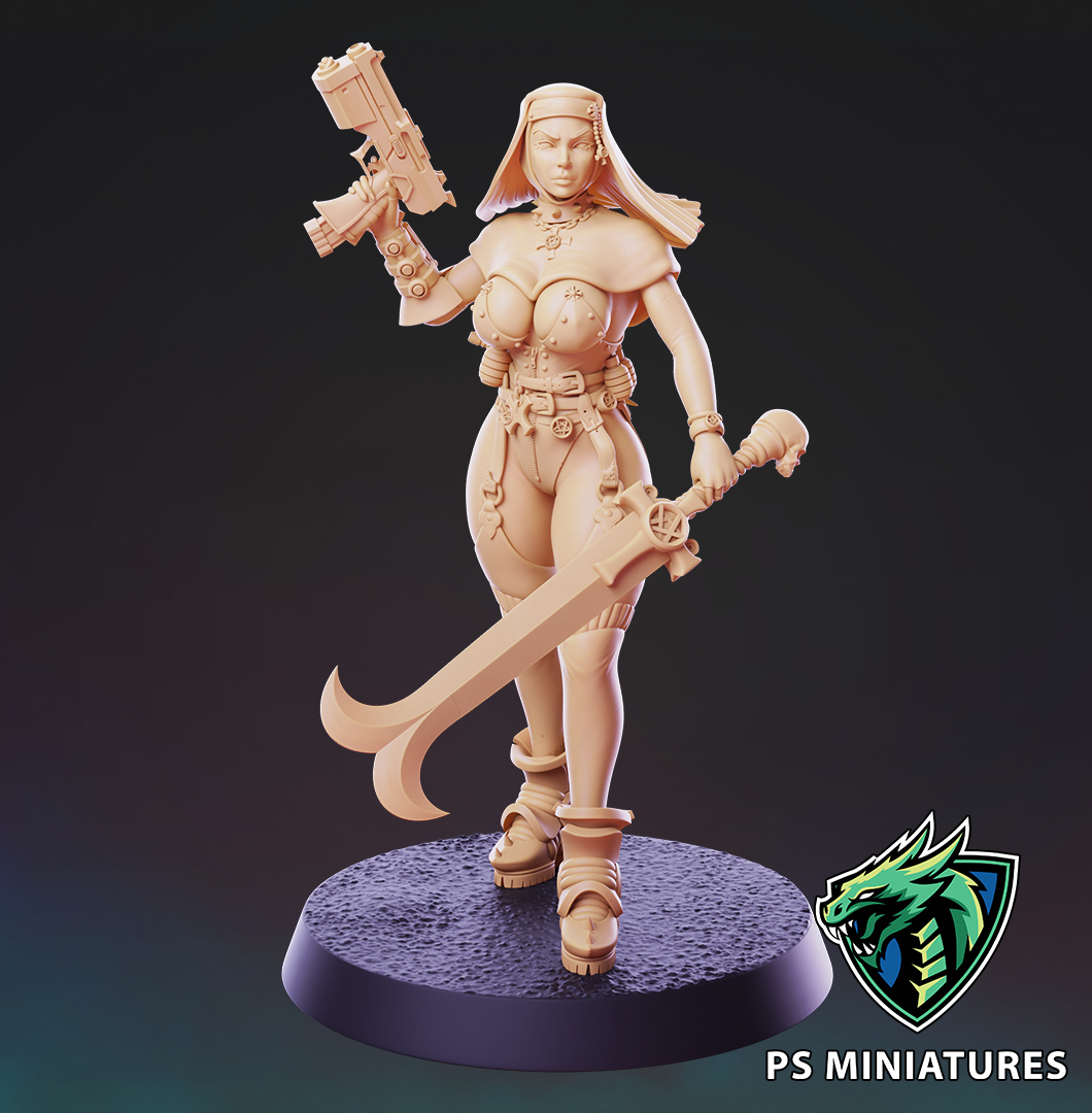 Cyberpunk Nun - Pose 2 and Pinup