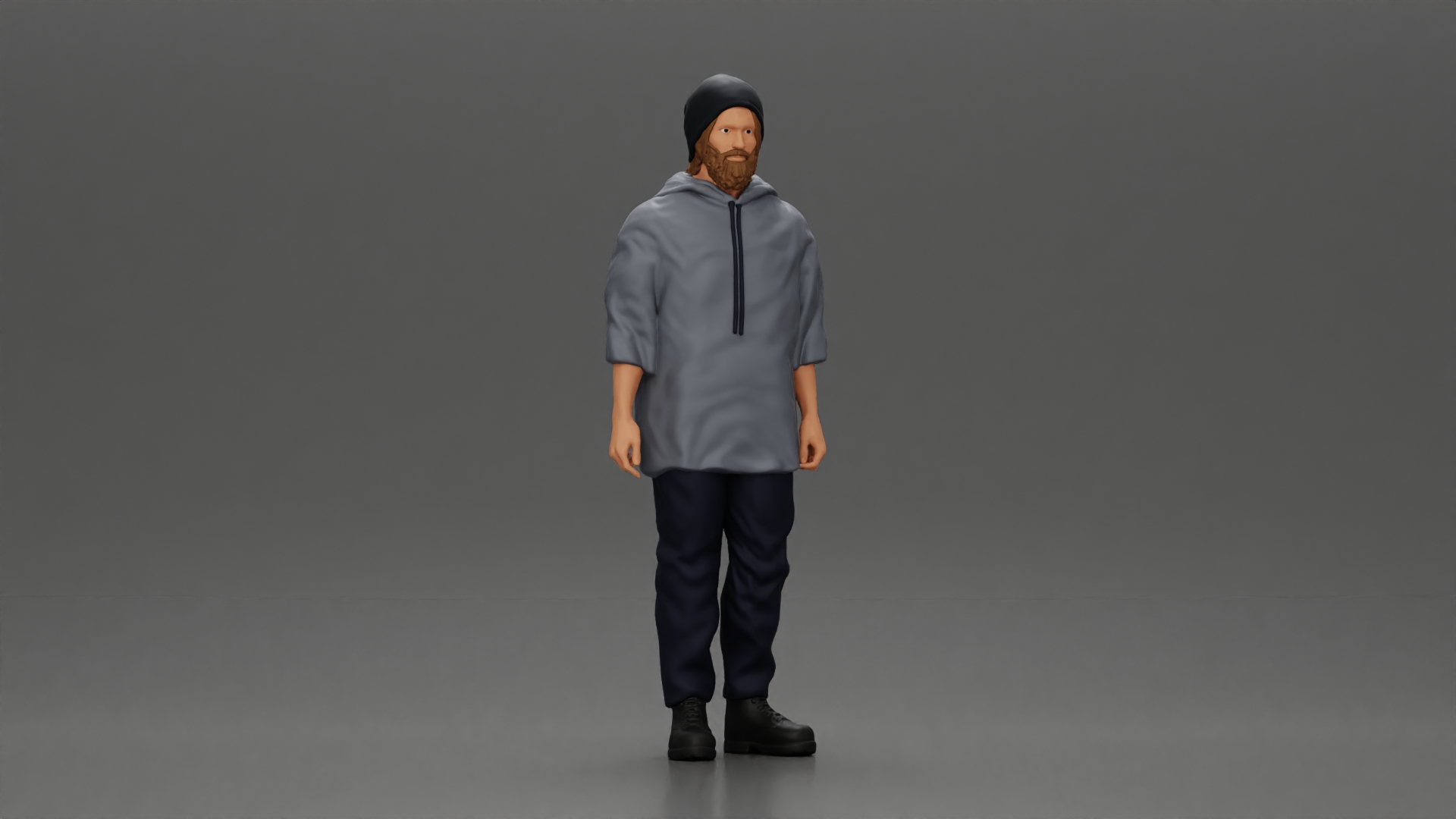 man wearing a hat and hoodie stands confidently watching intently