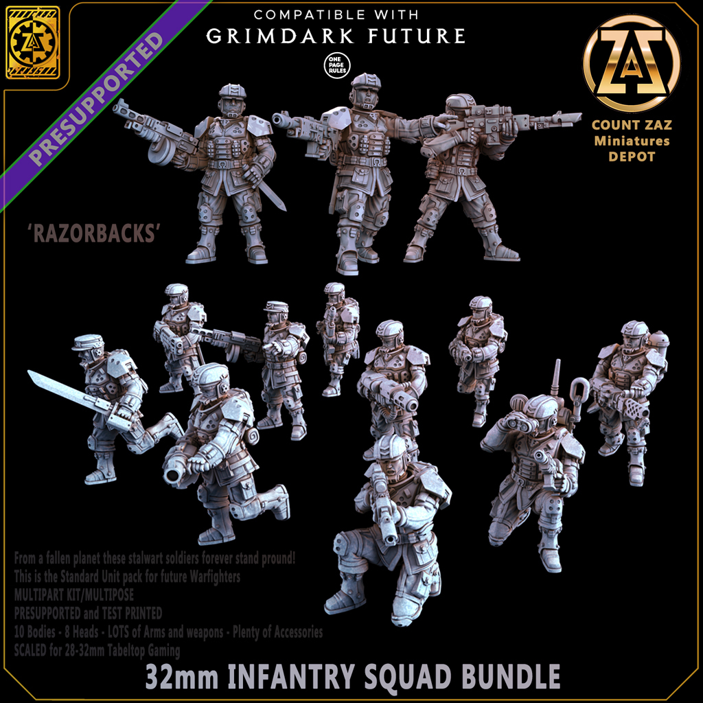 RazorBacks - Infantry Squad Multi part Kit - 32mm