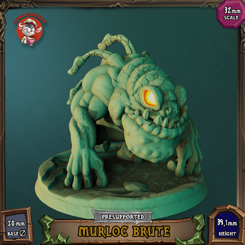 Brute Murloc - 32mm scale pre-supported miniature