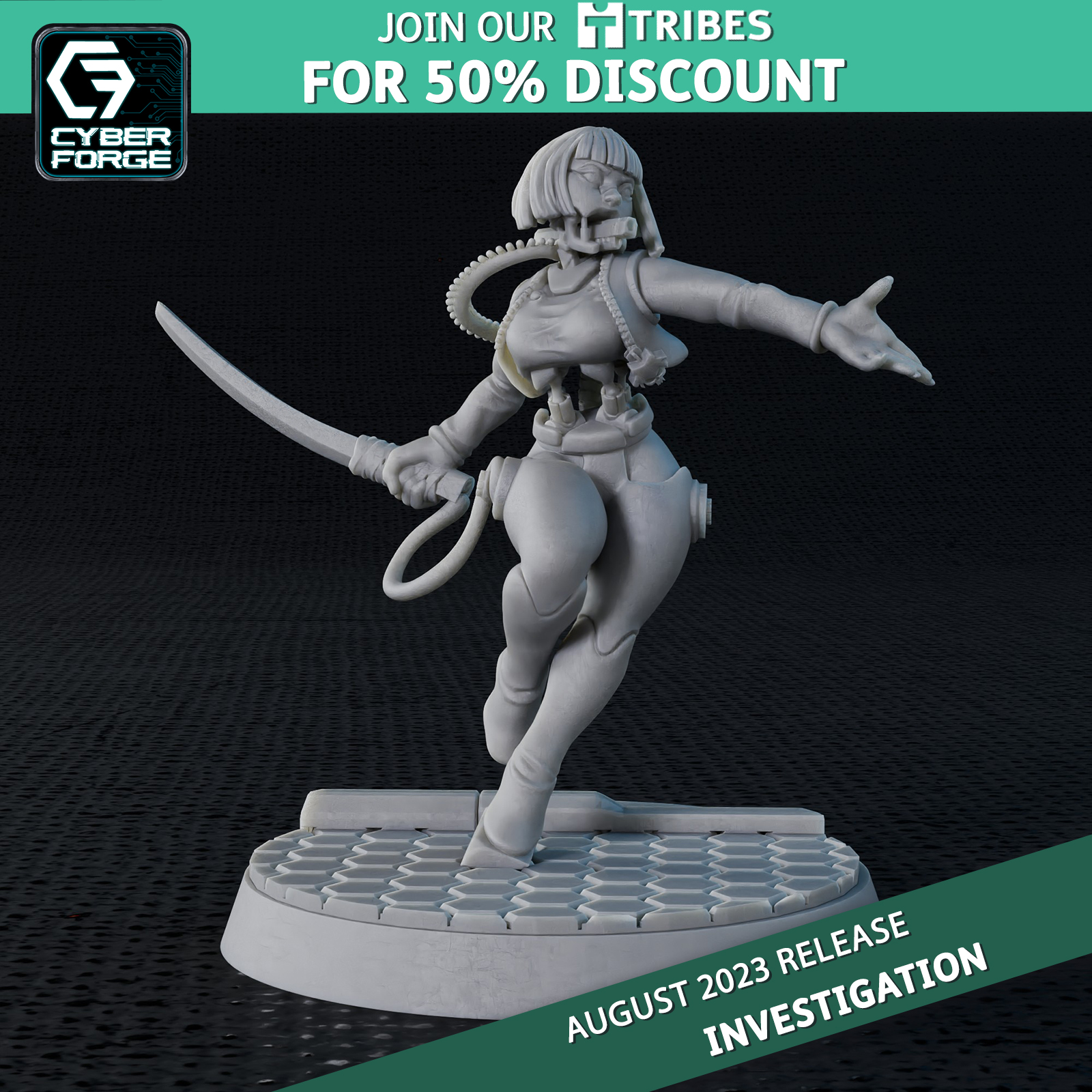 Lena Ledspitter Cyberpunk Gang Member - Investigation - Cyber Forge Miniatures August 2024