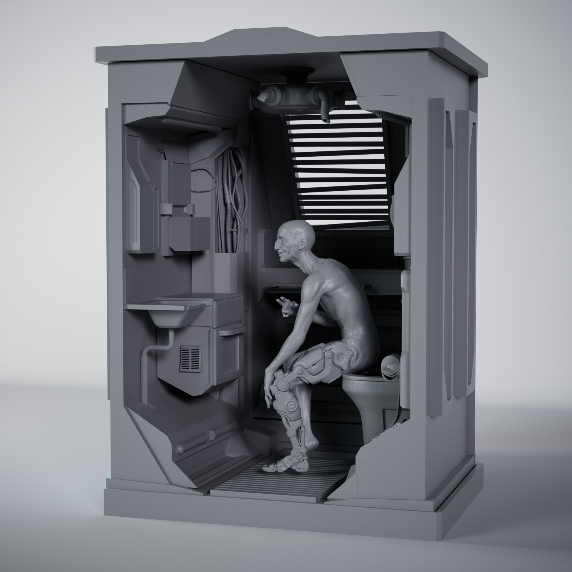 High-Quality STL File - Cyberpunk Markus Diorama 3D Model- Book Nook - 3D Digital Printing for 3D Printers