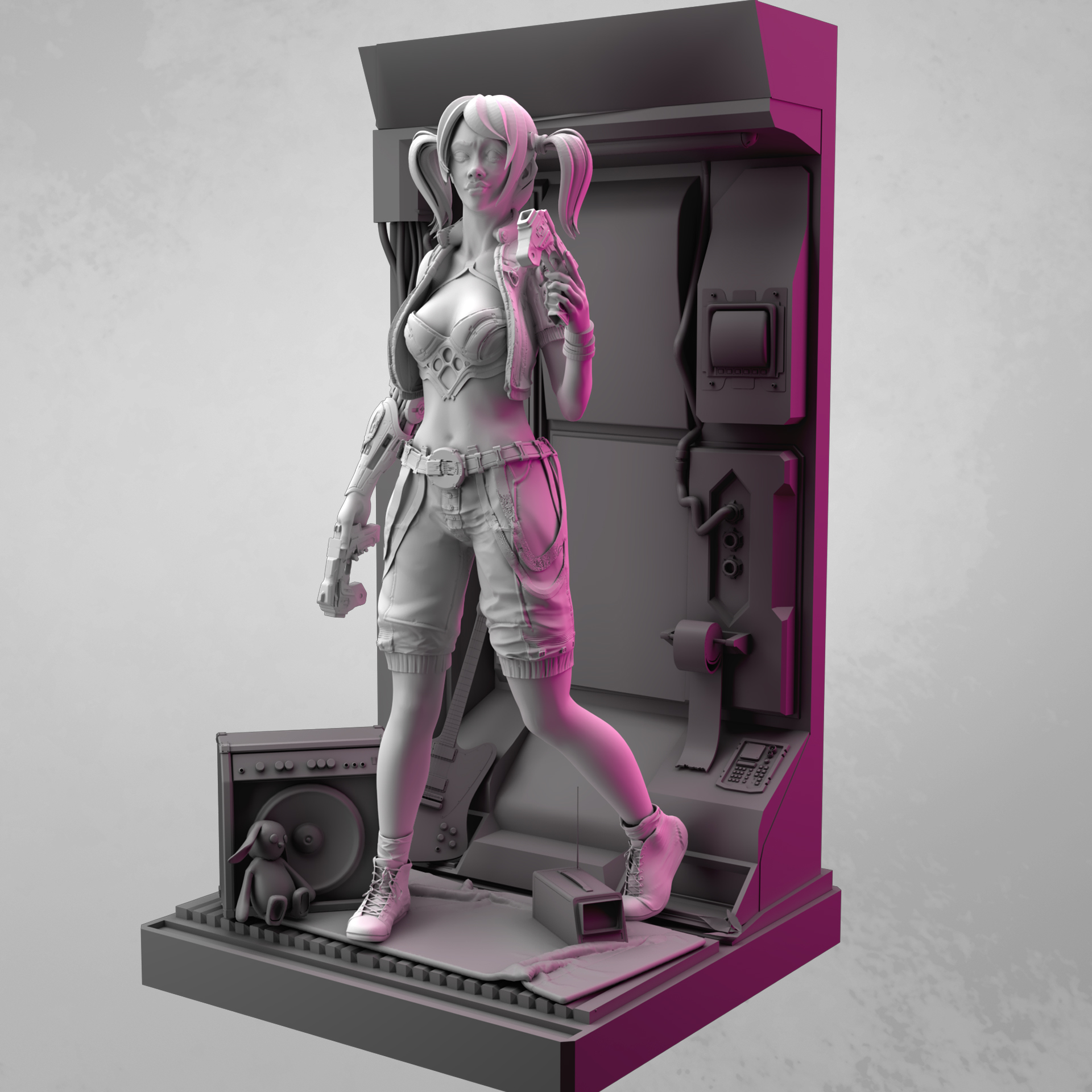 Cyberpunk EVA Statue 3D Model Design
