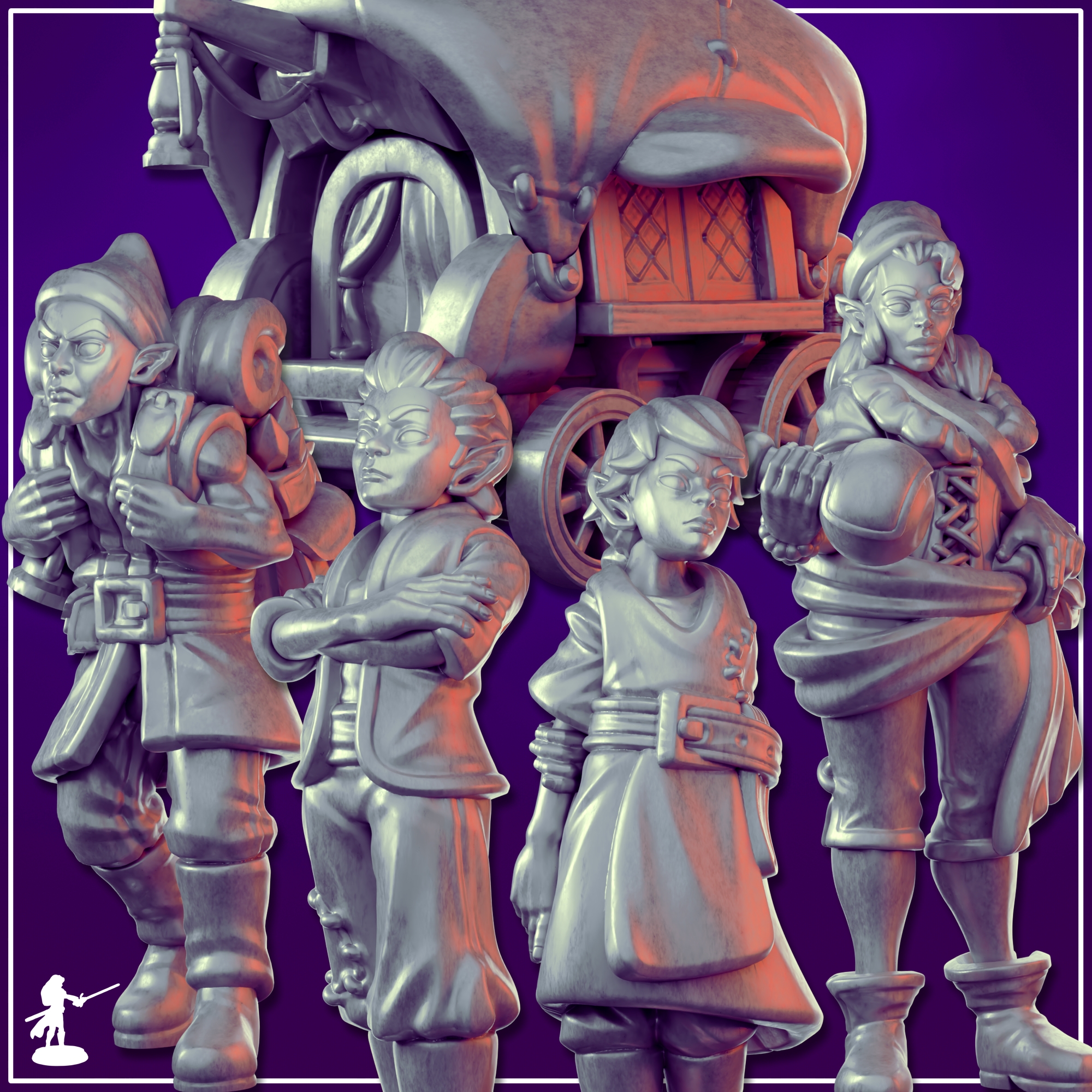 Traveling Merchant Family - Collection [PRE-SUPPORTED] | Bronze Elf Series (2023)