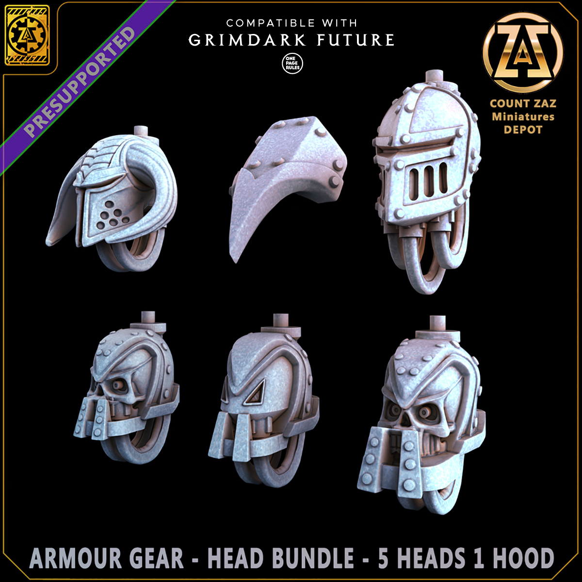 ARMOUR - GEAR - HEADS BUNDLE - 5 Heads and 1 Hood
