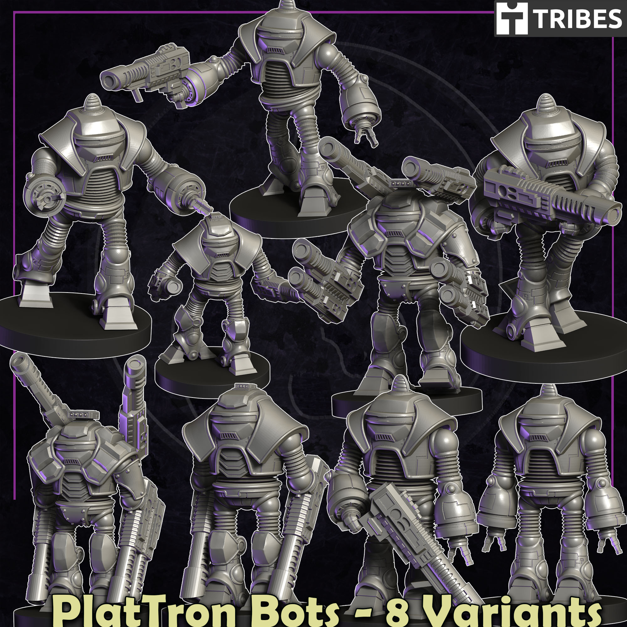 PlatCoTron Assault Robots - 4 Armed and Armored Variants (for a total of 8 poses)