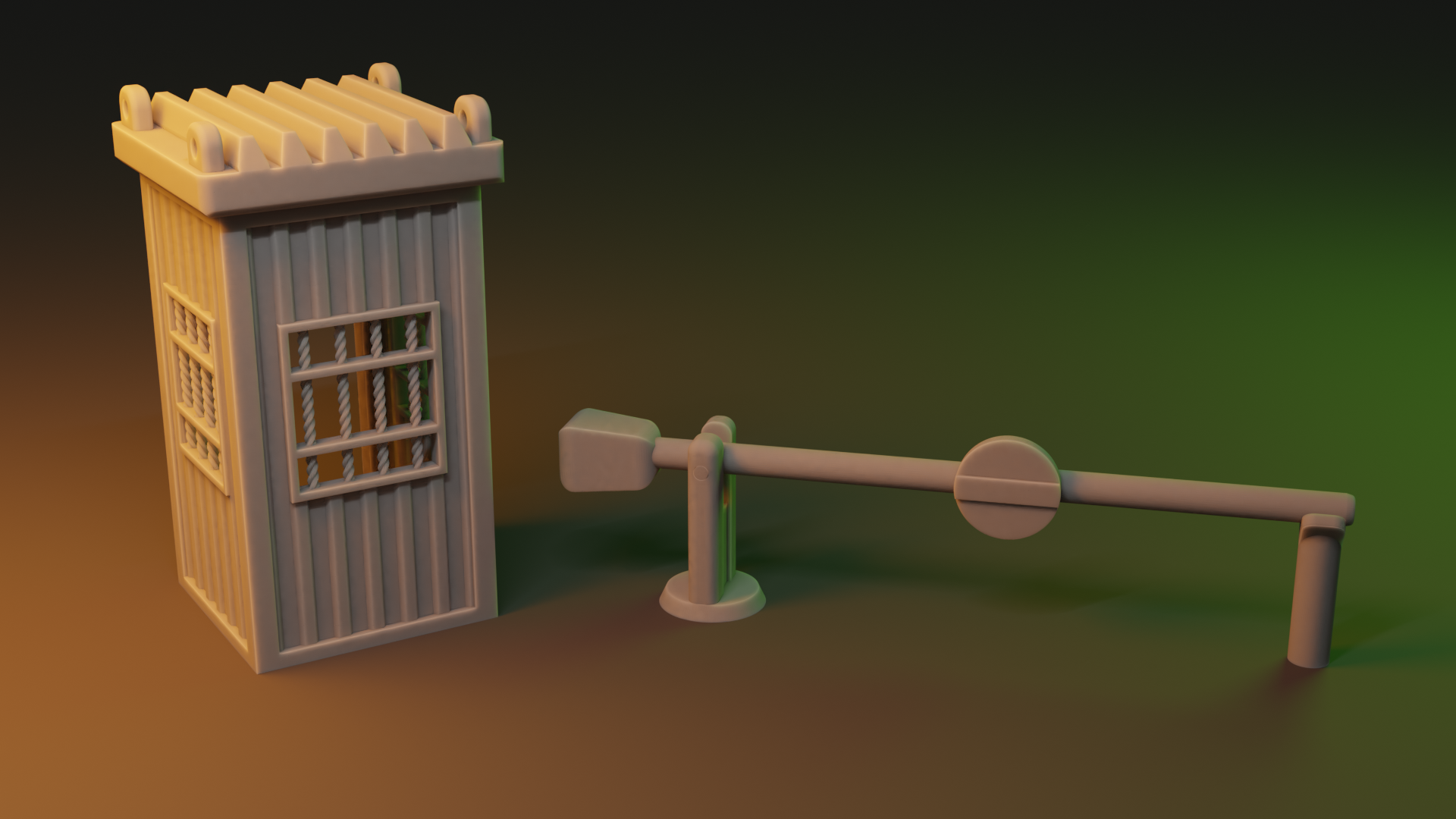 Small Russian Checkpoint. Guardhouse.