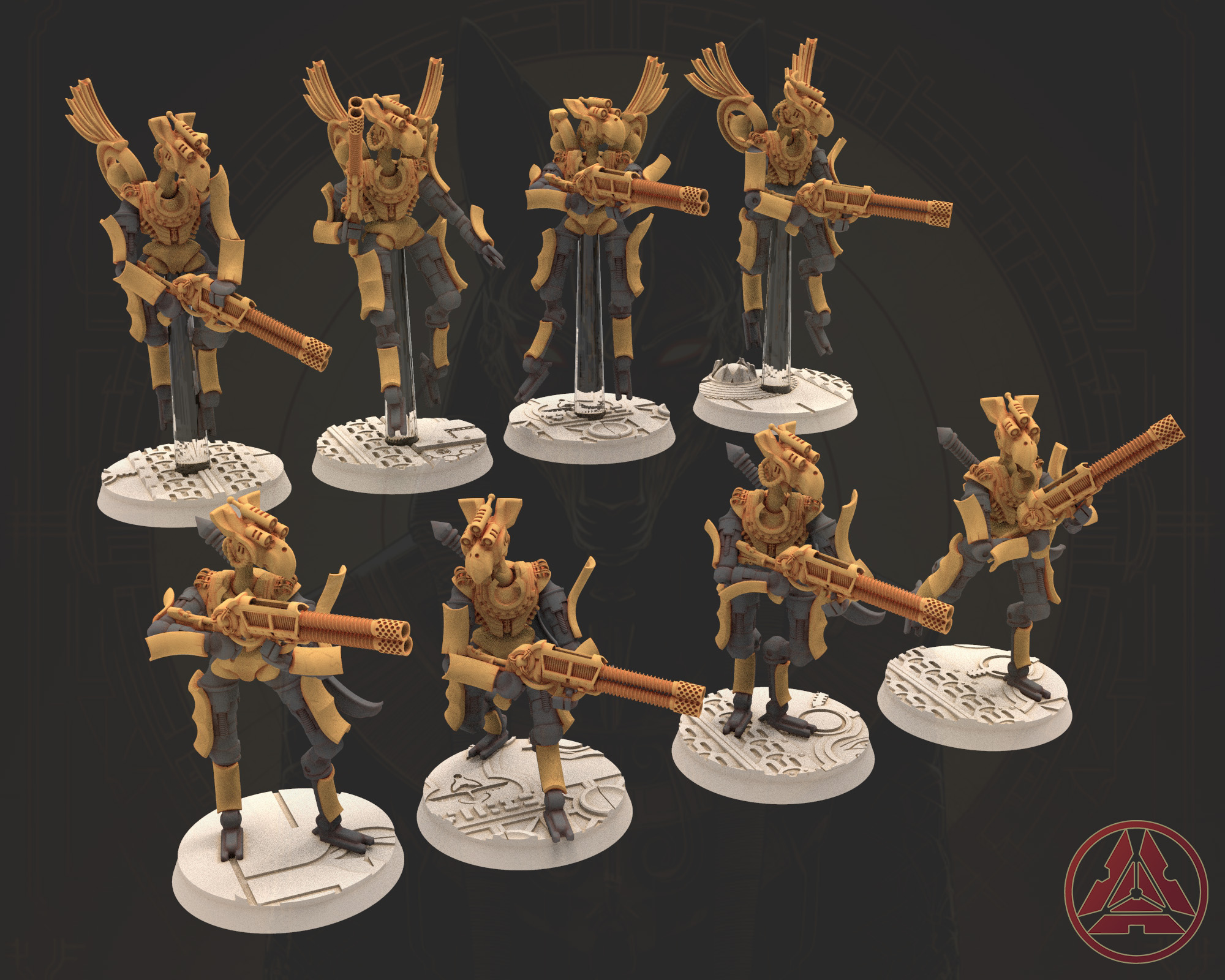 Cinan - Horus - Akhet - Hapirou: Assault, Battle Robot, space lord's guardians of the Necropolis, solid & modular posable miniatures