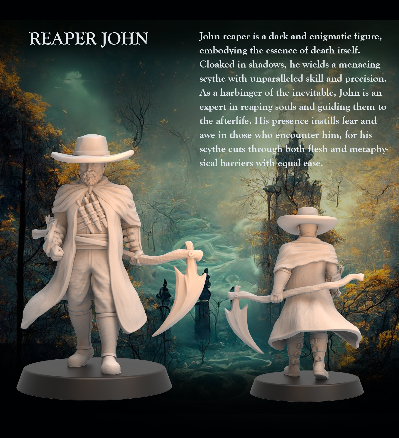 Reaper John -Dark Grim Reaper with Scythe1 - 32mm - Heroic scale